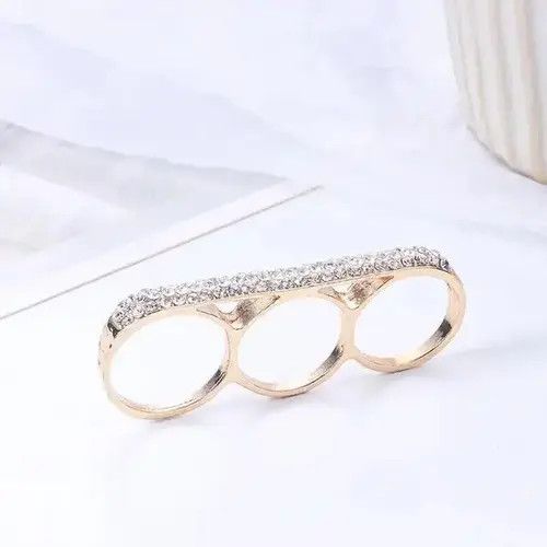 Jewelry × Vintage 1PC Metal Fashion Three Fingers Knuckle Duster Ring Size ONE SIZE - 3 Thumbnail