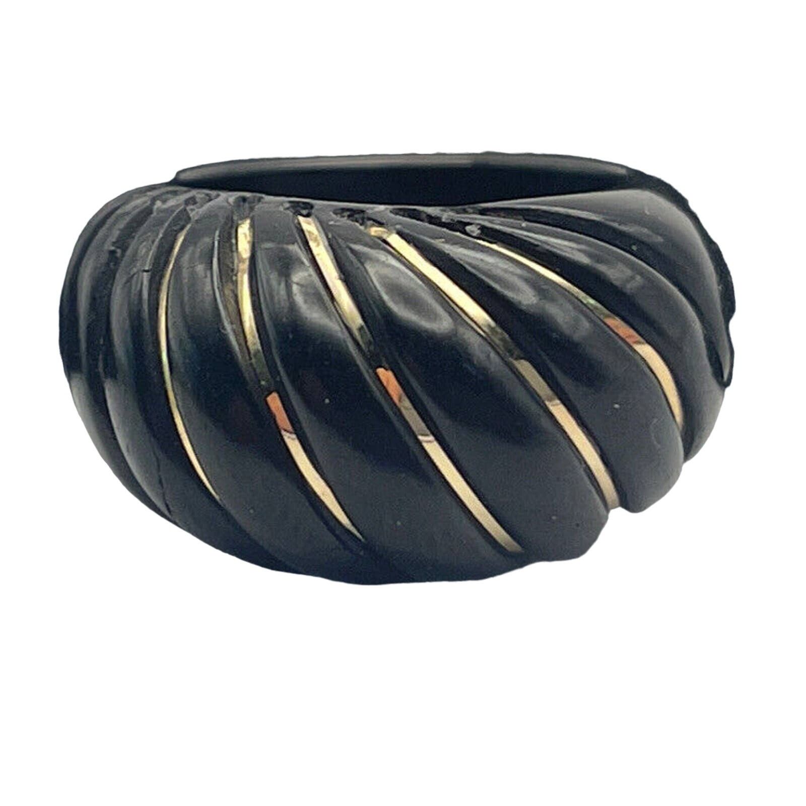 Vintage MILOR 14K YELLOW GOLD INLAY ONYX RING SIZE 5.5 BAND SHRIMP Size ONE SIZE - 1 Thumbnail