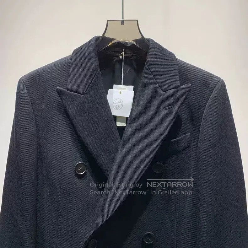 Hermes Hermes Black Double-Breasted Cashmere Coat. Size US L / EU 52-54 / 3 - 3 Thumbnail