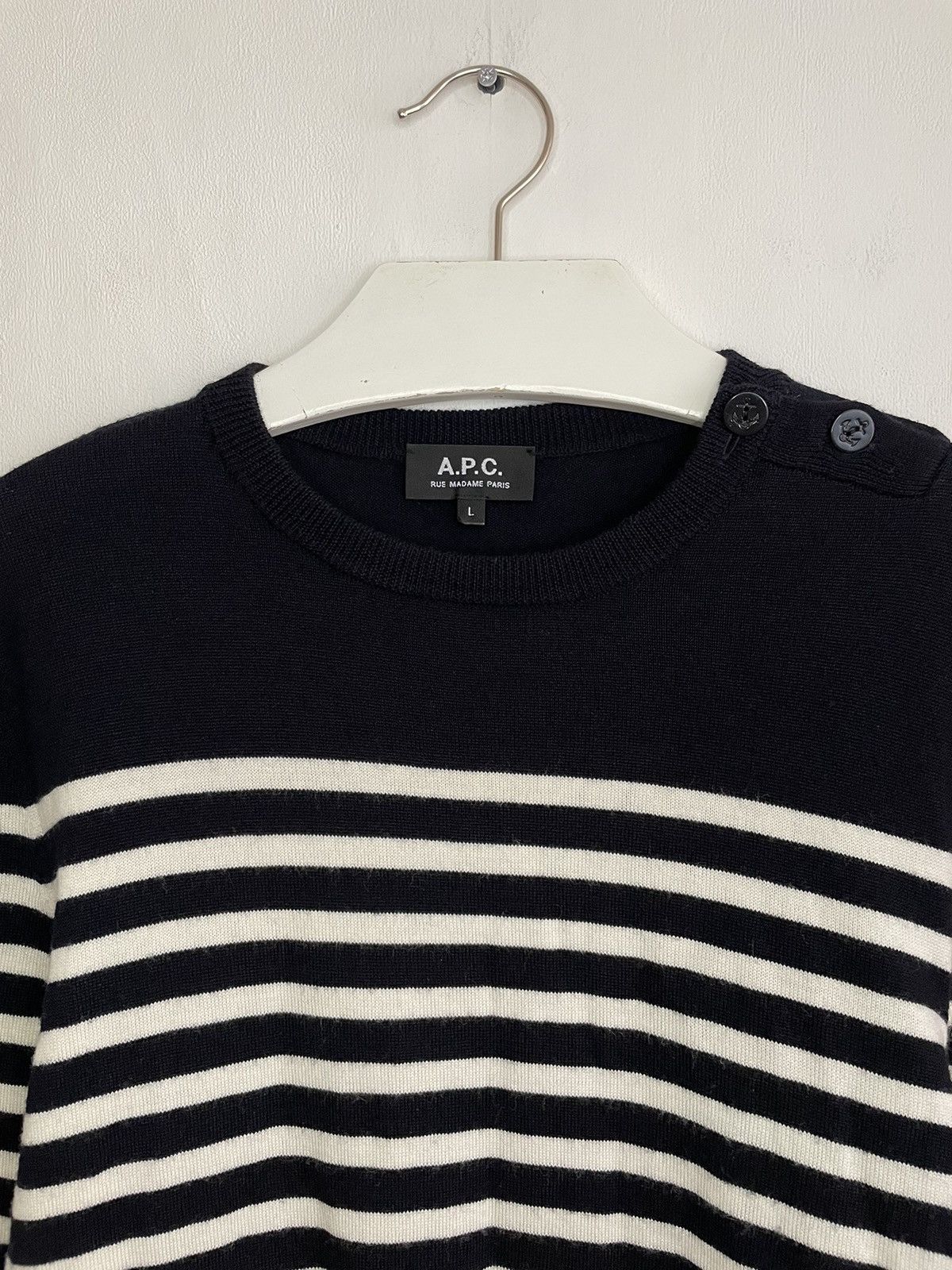 A.P.C. A.P.C Striped Merino Sweater Size US L / EU 52-54 / 3 - 4 Thumbnail