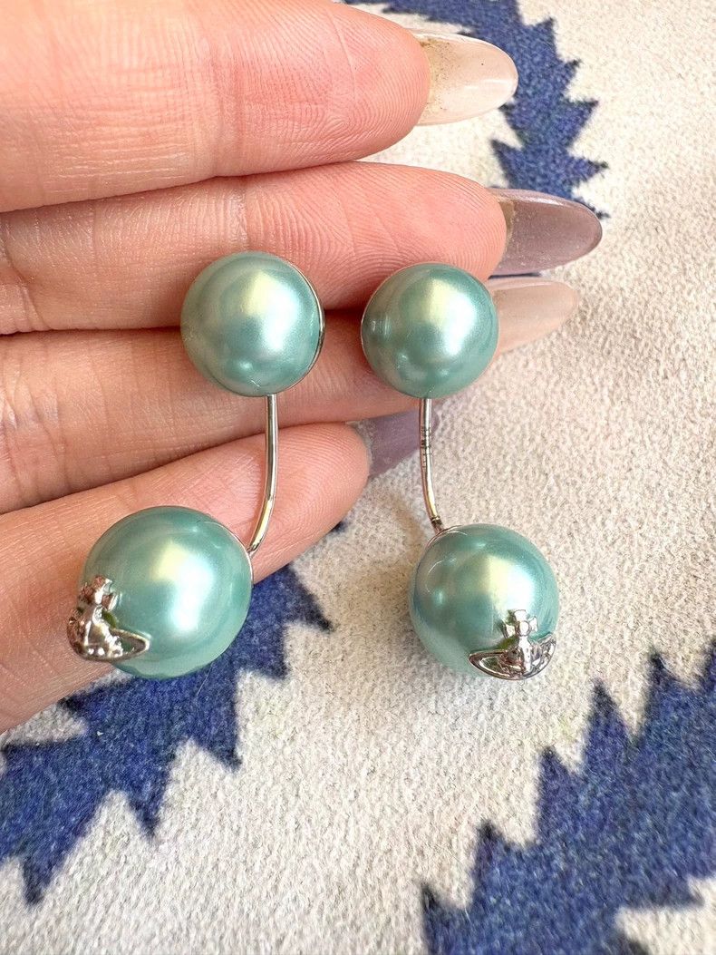 Vivienne Westwood Vivienne Westwood Teal Pearl Stud Earrings Size ONE SIZE - 3 Thumbnail