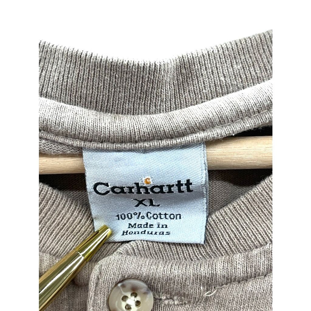 Carhartt × Vintage Vintage 2000's Carhartt Tan Heavyweight Henley T-Shirt Size US XL / EU 56 / 4 - 3 Thumbnail