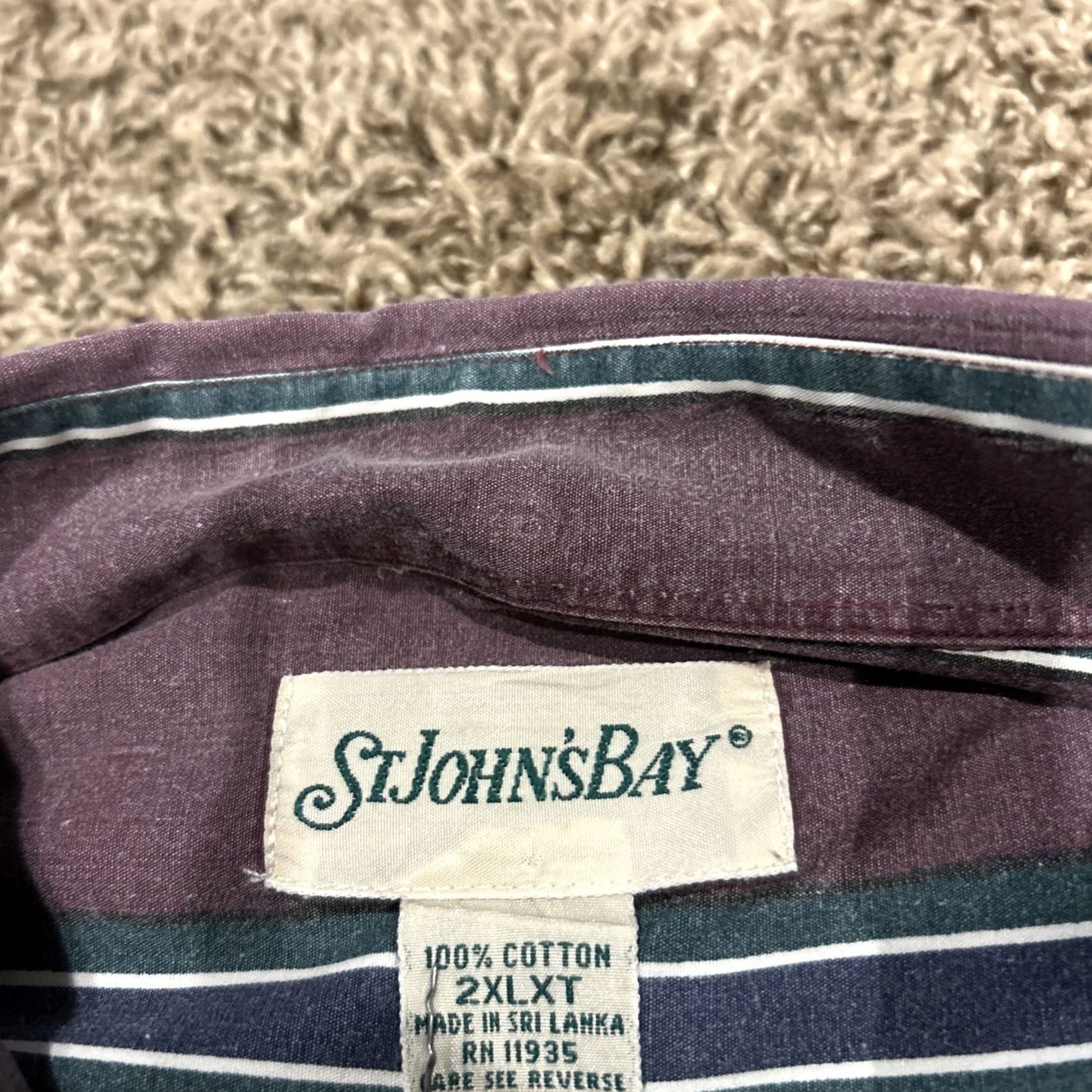 Vintage VINTAGE St. John’s Bay Shirt 2XLT Cotton VTG Button Up Striped 90s Mens Size US XXL / EU 58 / 5 - 3 Thumbnail
