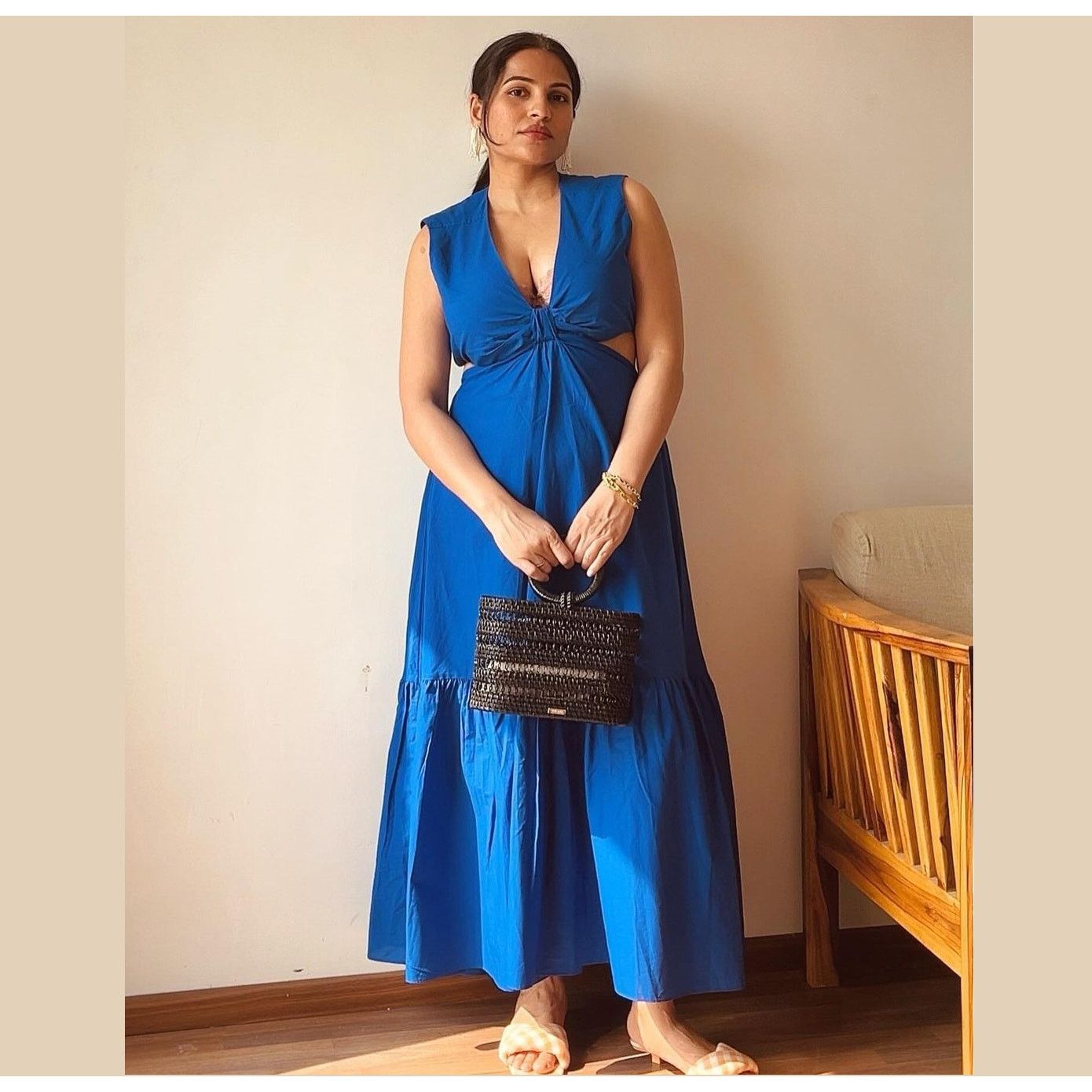 Mango MANGO Blue Sleeveless V-Neck Maxi Dress NWT Size S / US 4 / IT 40 - 15 Thumbnail