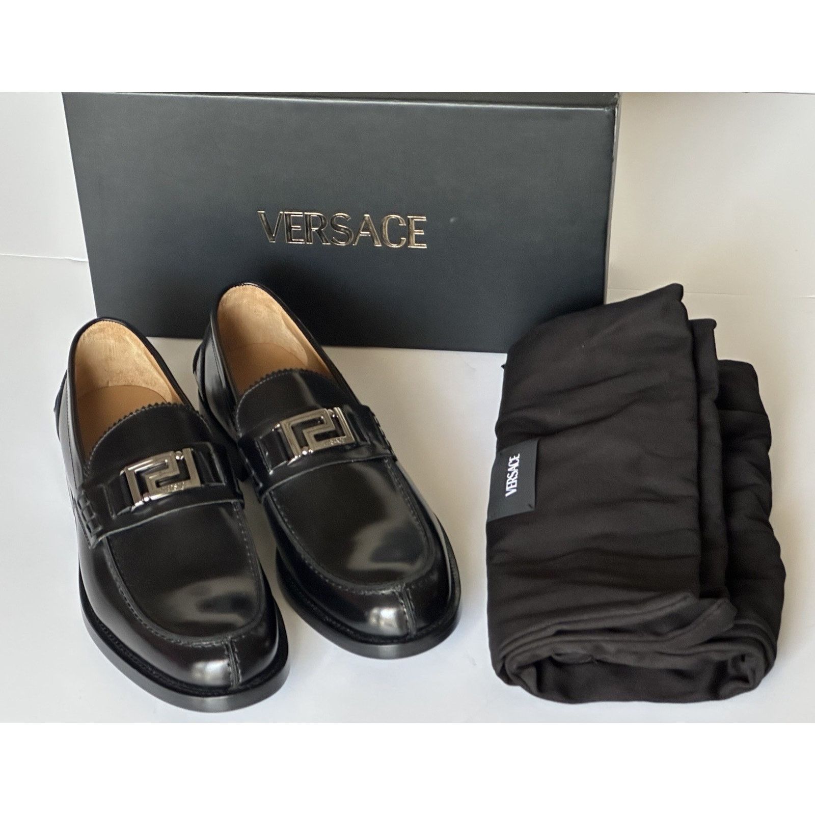 Versace VERSACE Greca Men's Black Leather Loafer Shoes 8 US 1012864 Size US 8 / EU 41 - 12 Thumbnail