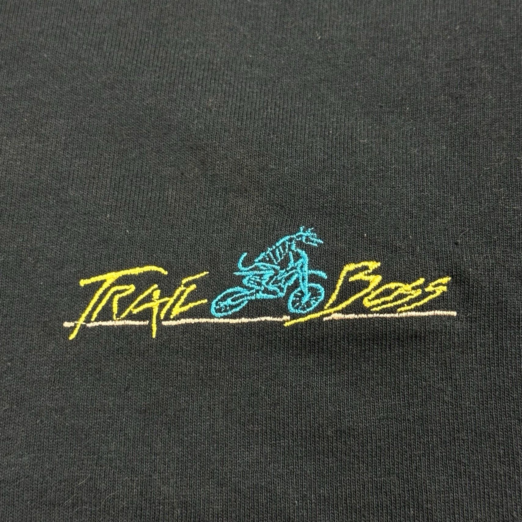 Anvil VTG TRAIL BOSS MOUNTAIN BIKING SHIRT USA Button-Down Polo 2XL Black Mens Organic Cotton Knit Embroidered Logo 90s 80s Vintage USA Theme Size US XXL / EU 58 / 5 - 3 Thumbnail
