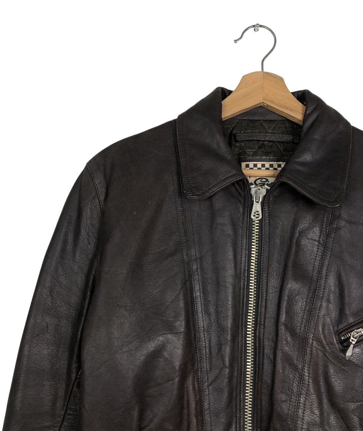 Japanese Brand VINTAGE CROPPED BIKER LEATHER JACKET CHEVIGNON ISSEY MIYAKE Size M / US 6-8 / IT 42-44 - 7 Thumbnail