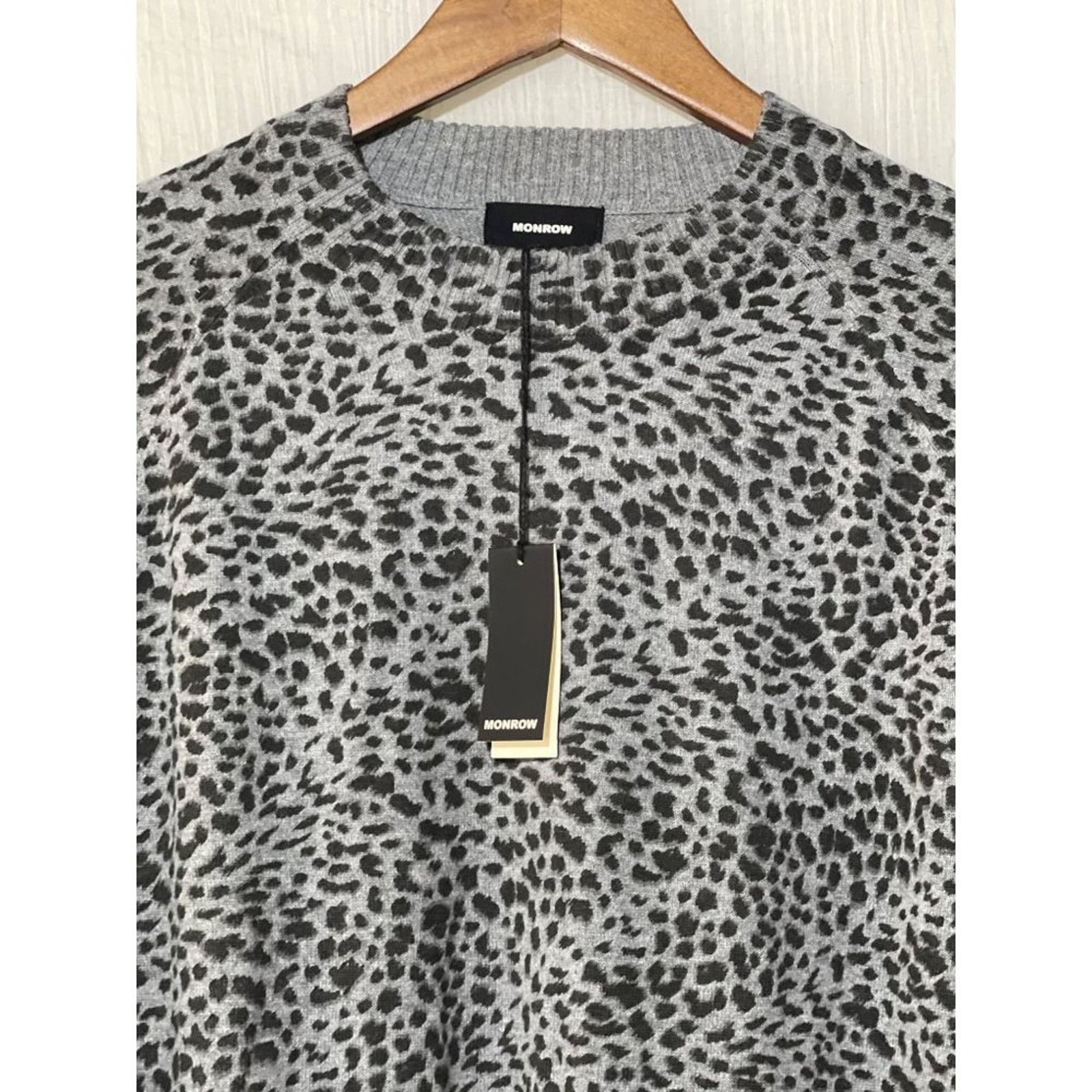 MONROW Monrow Mini Leopard Mock Neck Cashmere Blend Sweater Large Size L / US 10 / IT 46 - 7 Thumbnail
