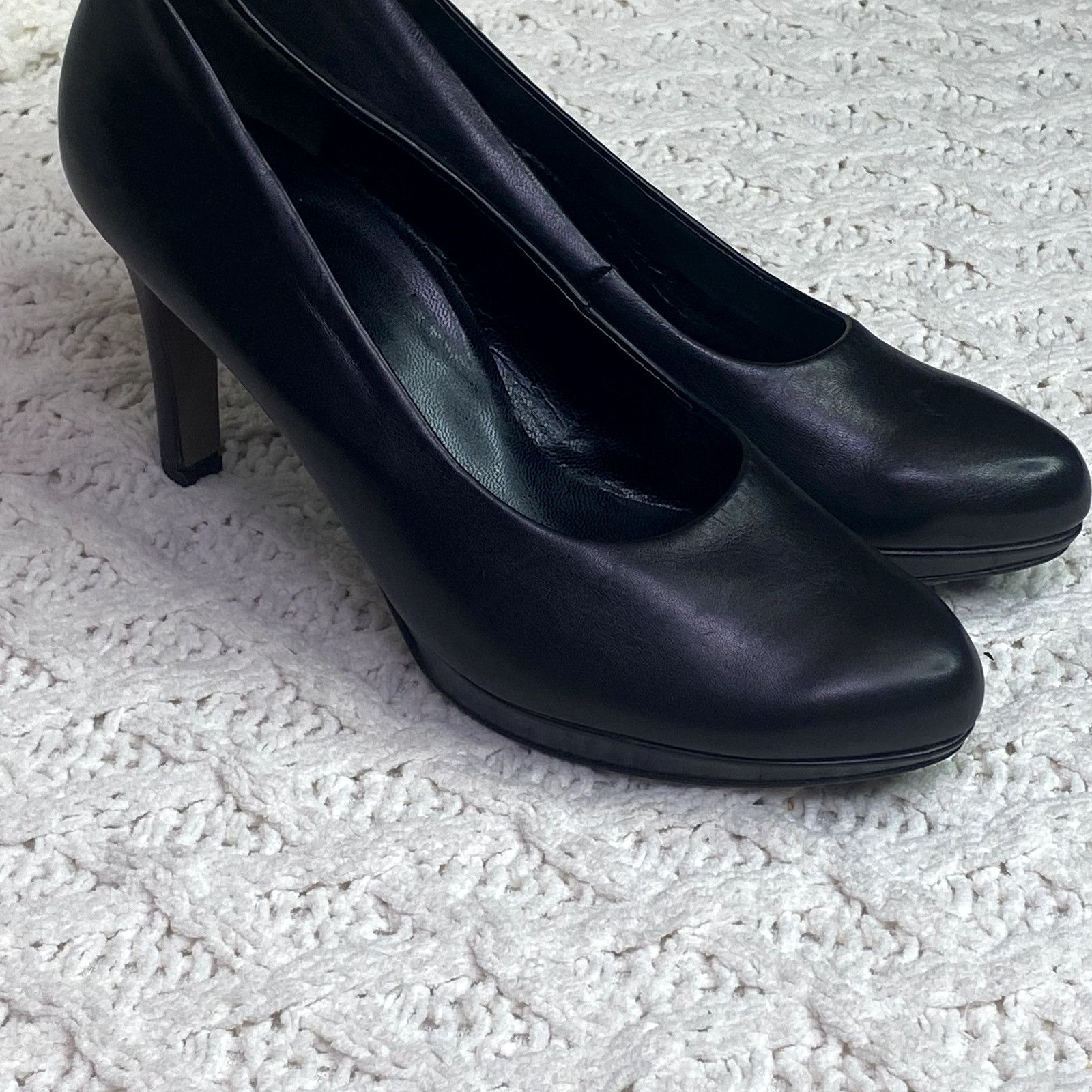 Other Paul Green Black Real Leather Pumps Heels, Women's Shoes, Si Size US 7.5 / IT 37.5 - 3 Thumbnail