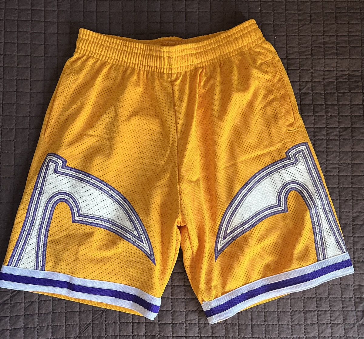 image of Warren Lotas Reaper Scythe Mesh Shorts Lakers M, Men's (Size 30)