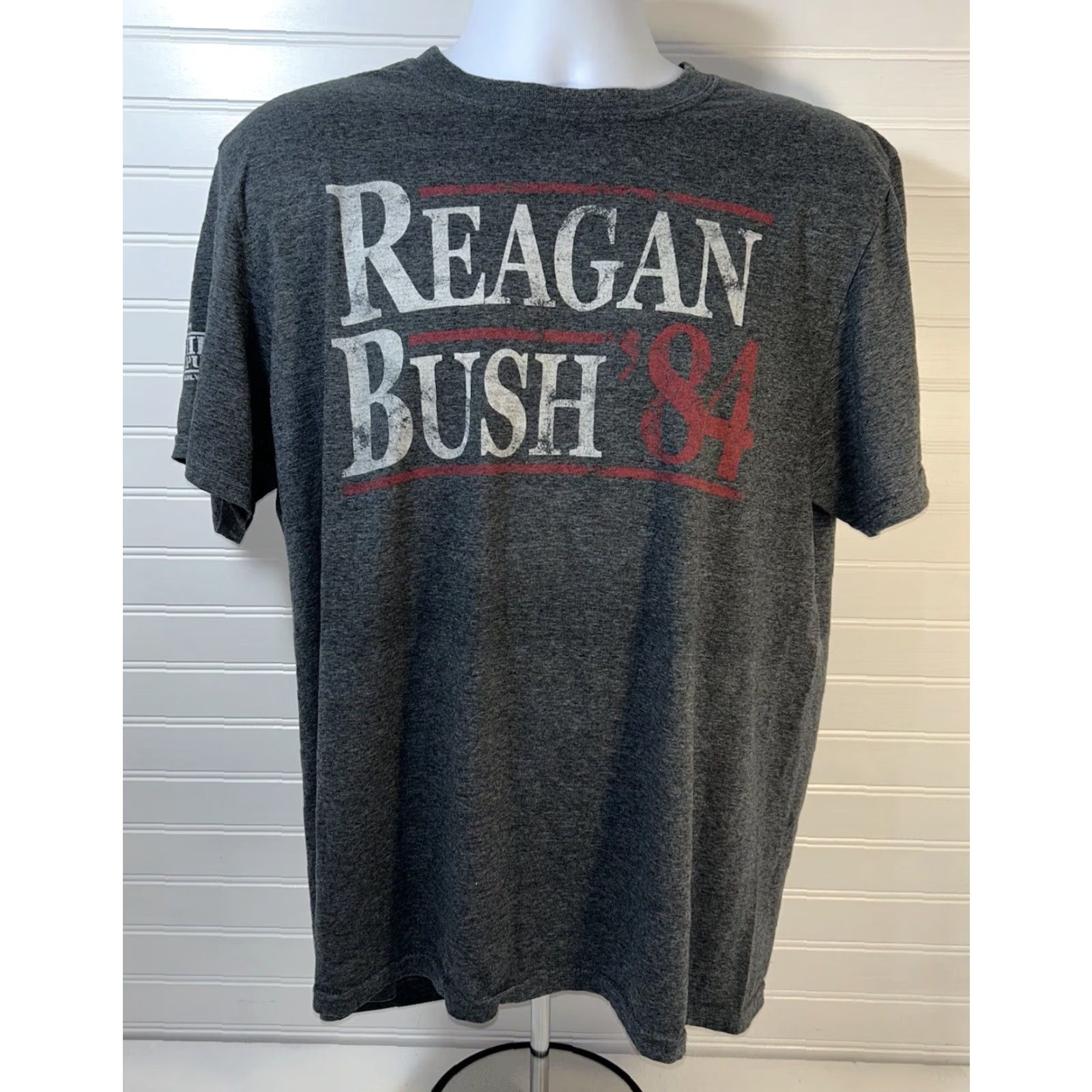 Gildan Reagan-Bush ‘84 Campaign Shirt Men Large Retro Republican Dark Heather Gray Shirt Mens Graphic Tee Size US L / EU 52-54 / 3 - 5 Thumbnail