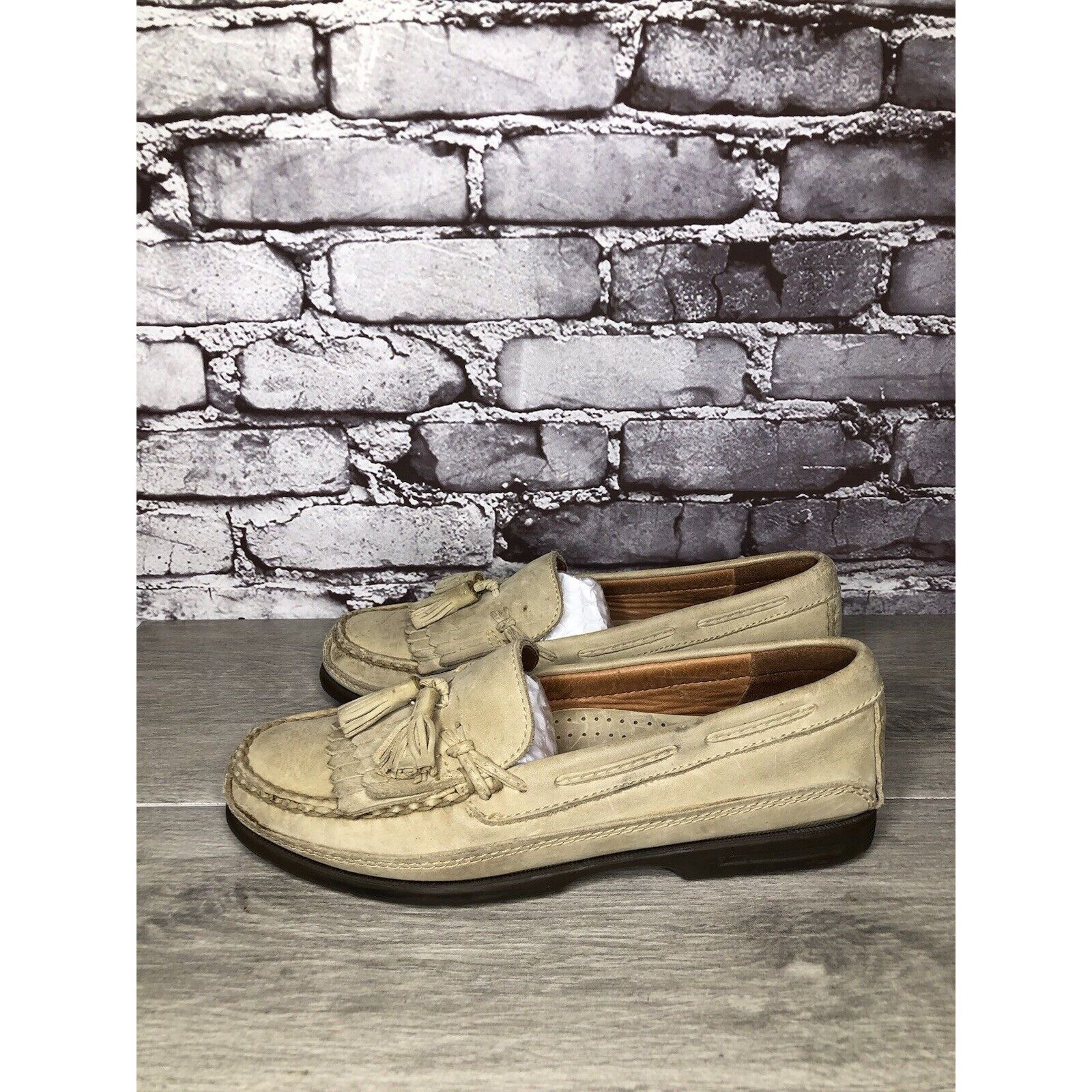 Johnston & Murphy Johnston Murphy Passport Beige Leather Tassel Kiltie Loafers Size US 8.5 / EU 41-42 - 1 Thumbnail