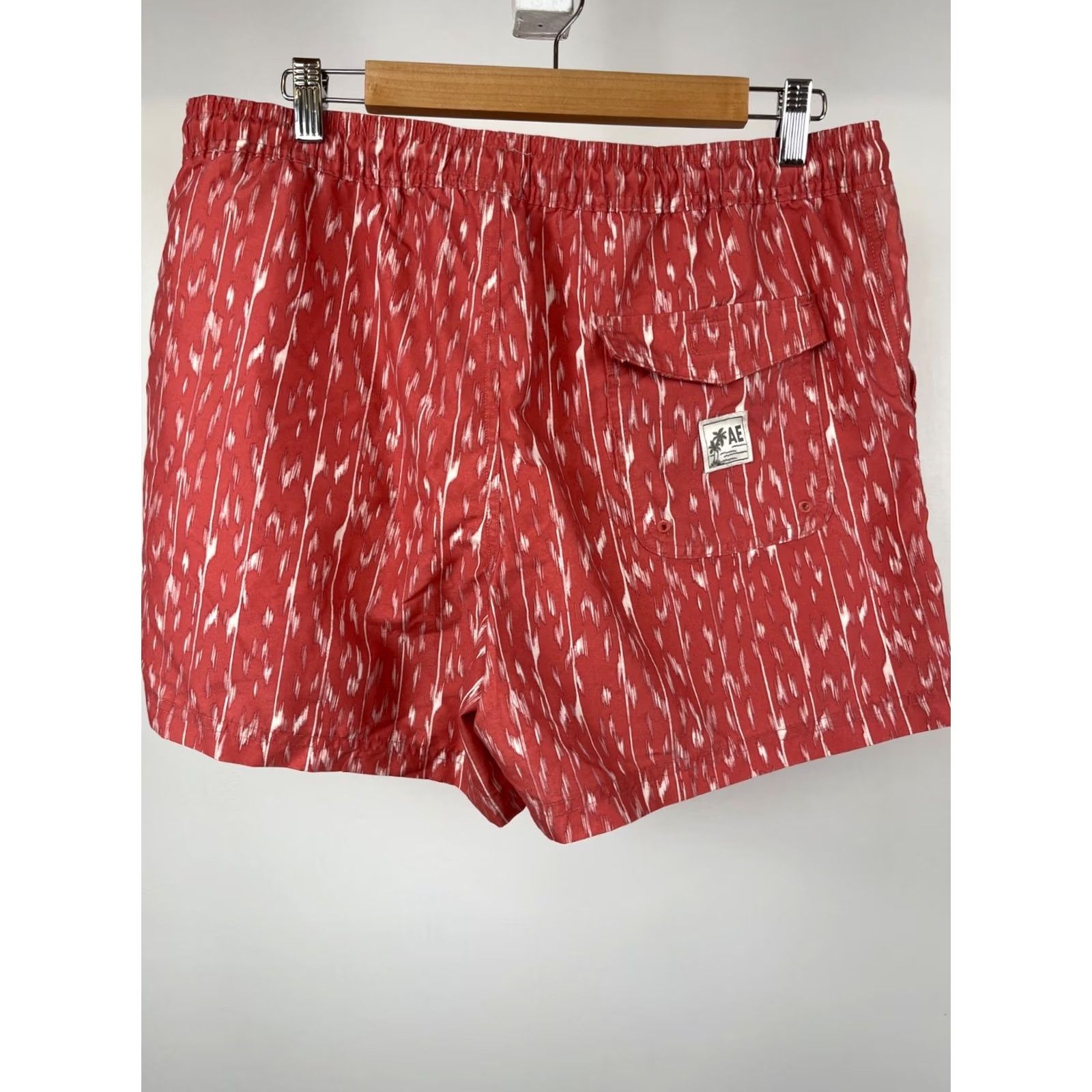 Vintage American Eagle Shorts Swim Trunks Mens L Orange Printed Draw String Stretch Size US 33 - 5 Thumbnail