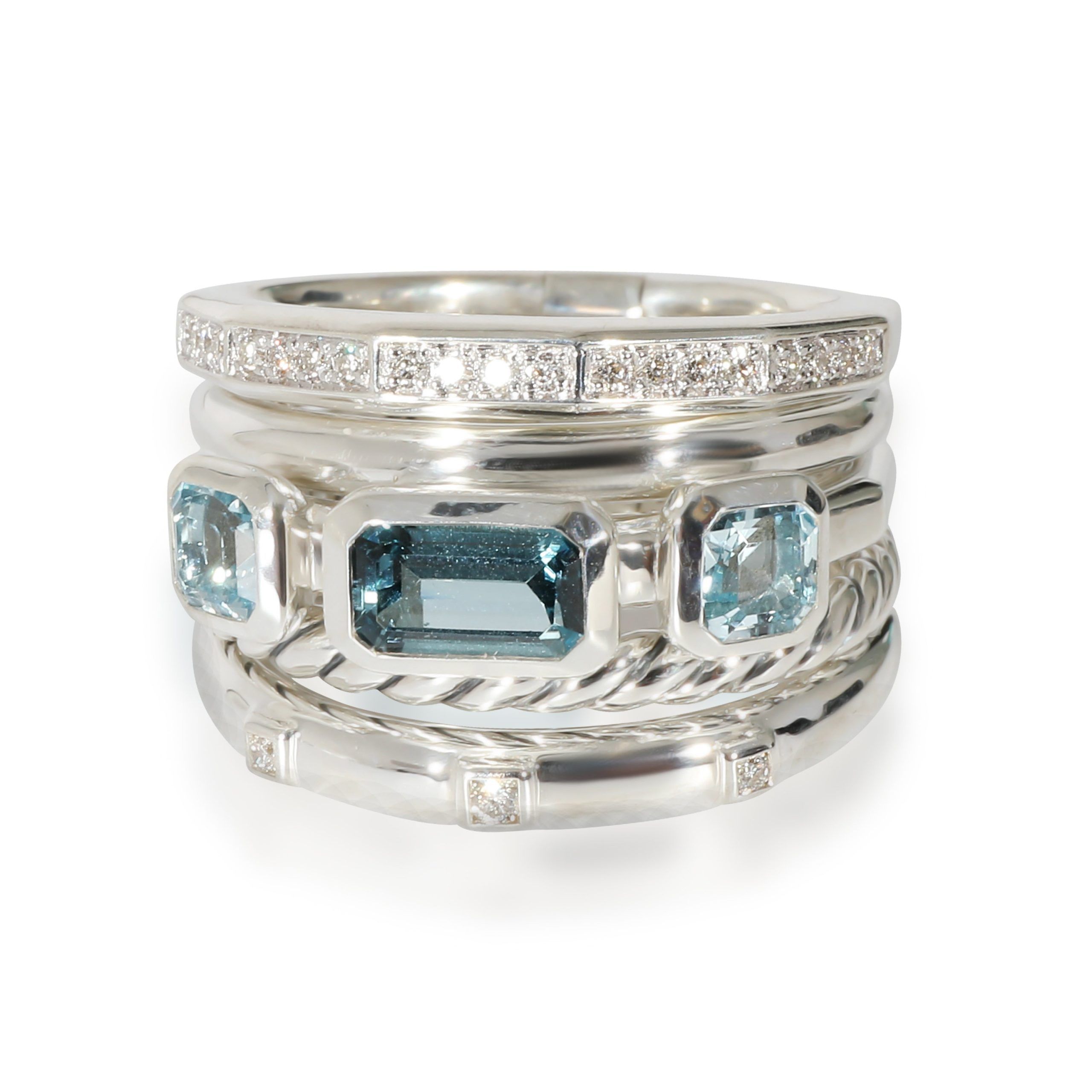 image of David Yurman Stax Topaz Ring In Sterling Silver, 0.17 Ctw, Women's