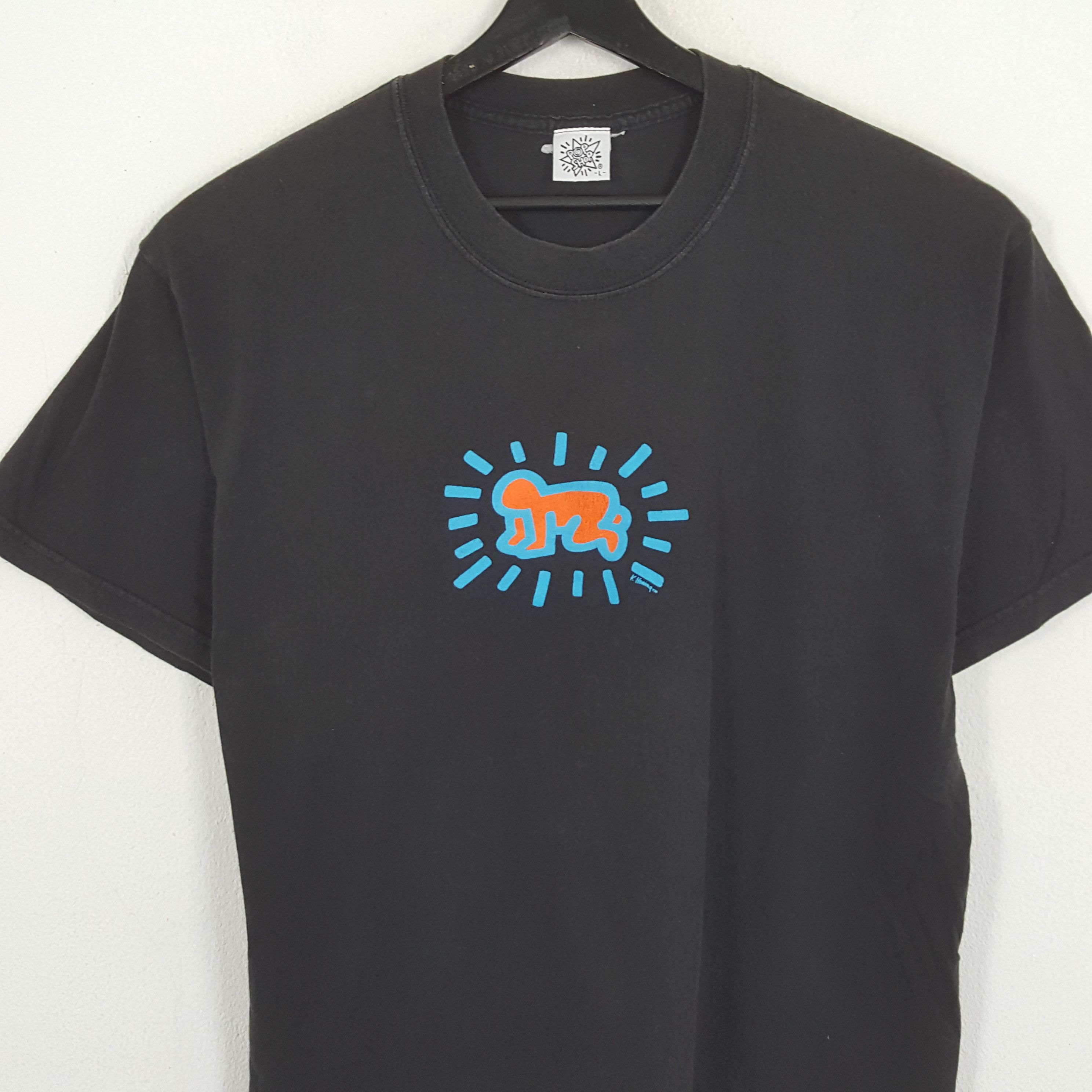 Keith Haring × Vintage KEITH HARING Pop Shop Center Design Streetwear Tshirt Size US L / EU 52-54 / 3 - 2 Thumbnail