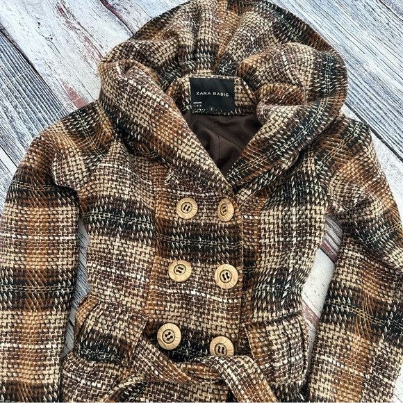 Zara Zara Plaid Wool-Blend Plaid Belted Coat Size XS / US 0-2 / IT 36-38 - 4 Thumbnail