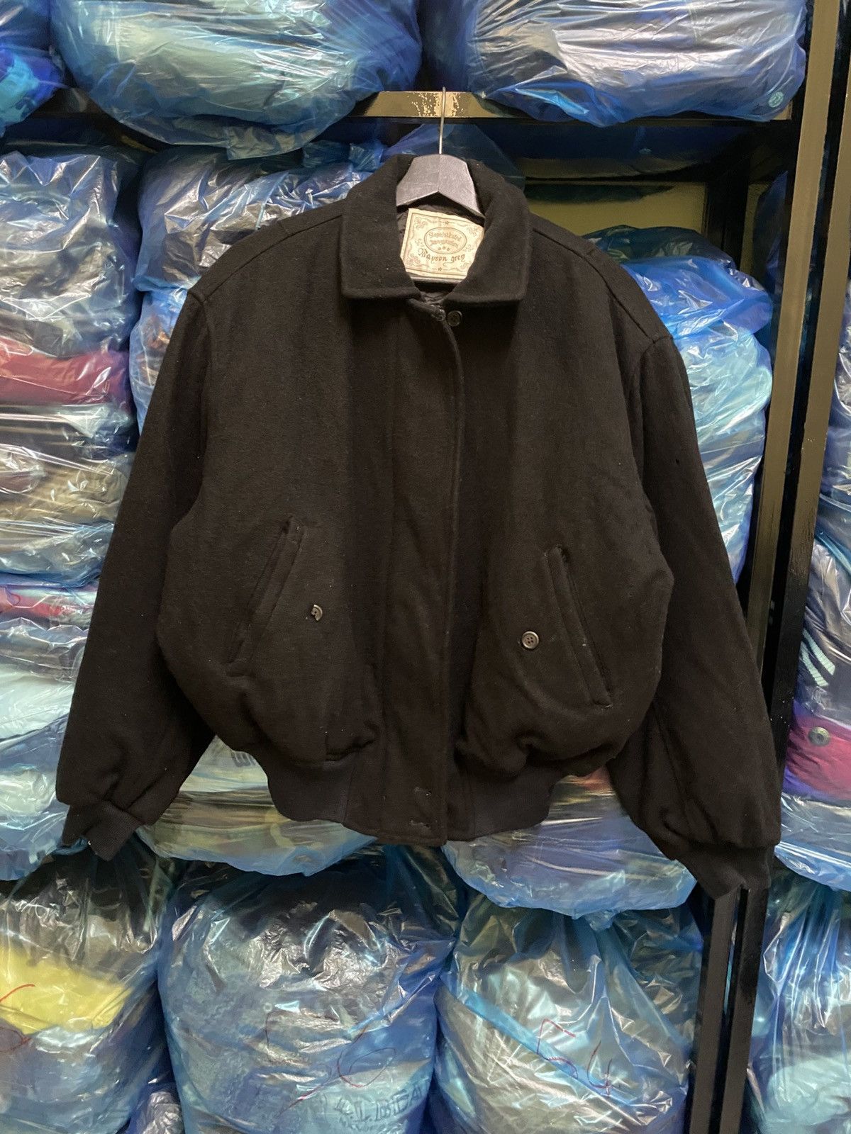Japanese Brand VINTAGE MAISON GREY IS DESIGN EMBROIDERED LOGO WOOL BOMBER Size US L / EU 52-54 / 3 - 2 Thumbnail