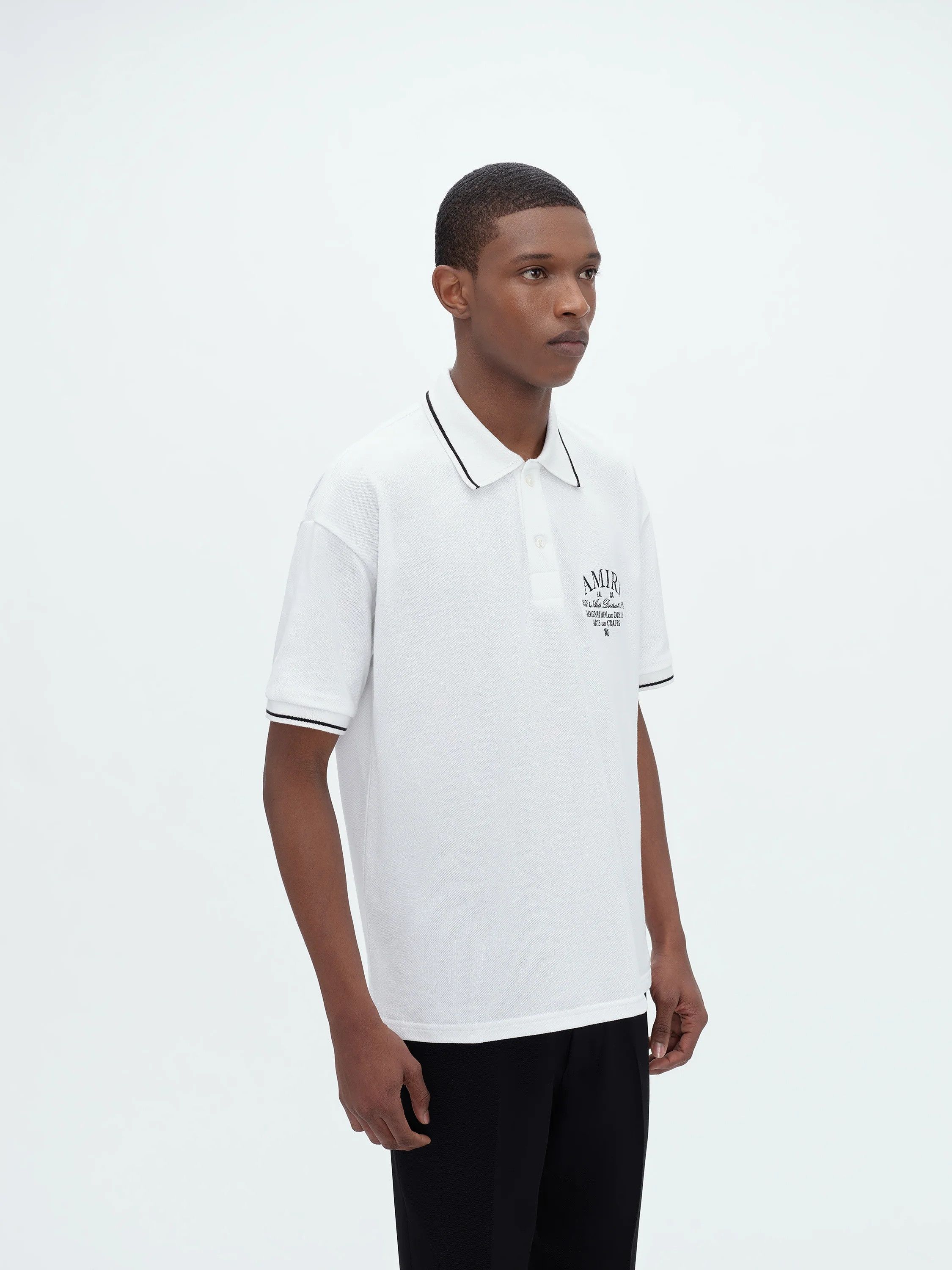 Amiri o1s1wg110825 Arts District Pique Polo Shirt in White Size US S / EU 44-46 / 1 - 3 Thumbnail