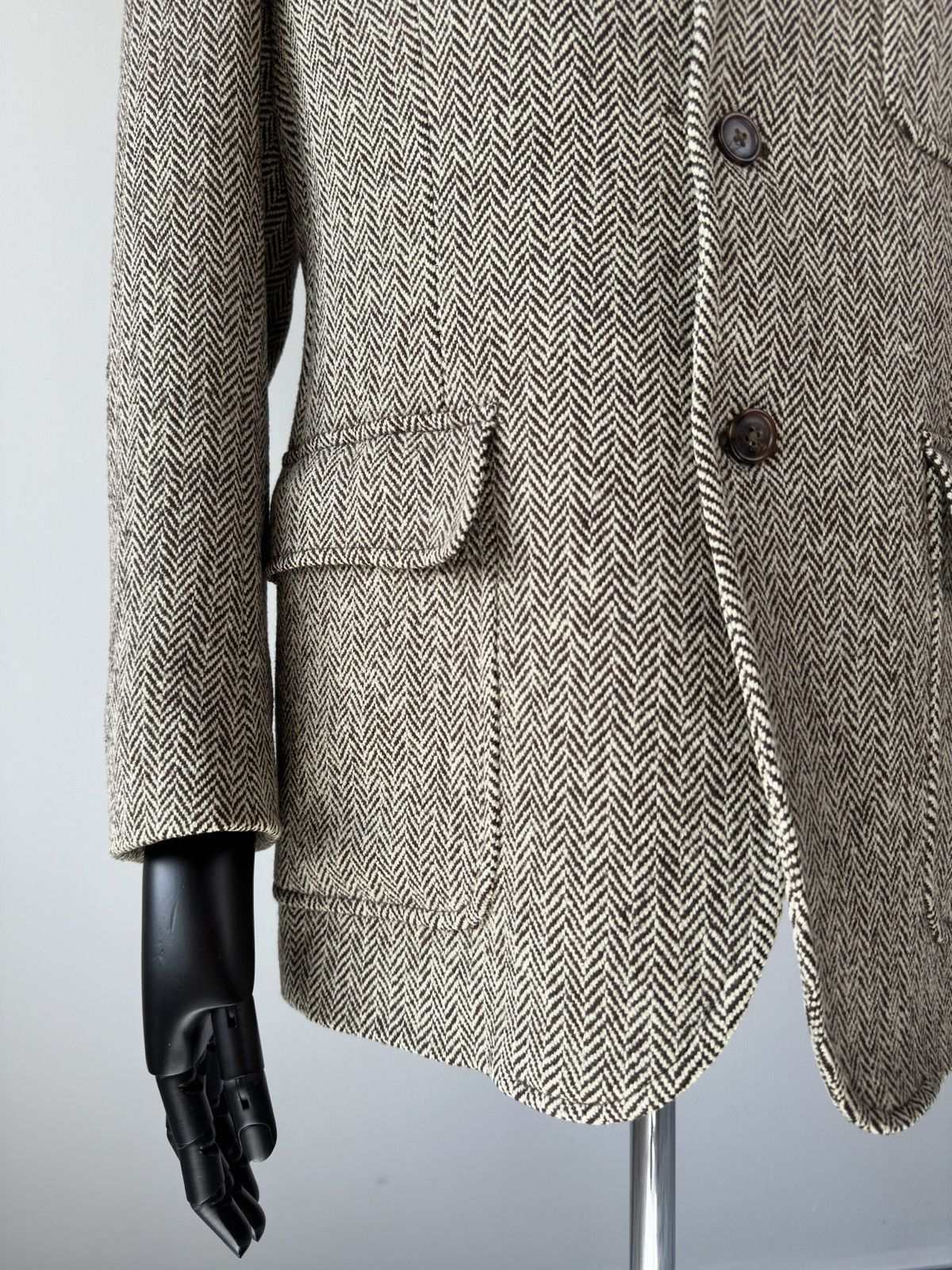 Ralph Lauren POLO RALPH LAUREN Herringbone Wool Tweed Jacket Blazer Coat Size 44R - 10 Thumbnail