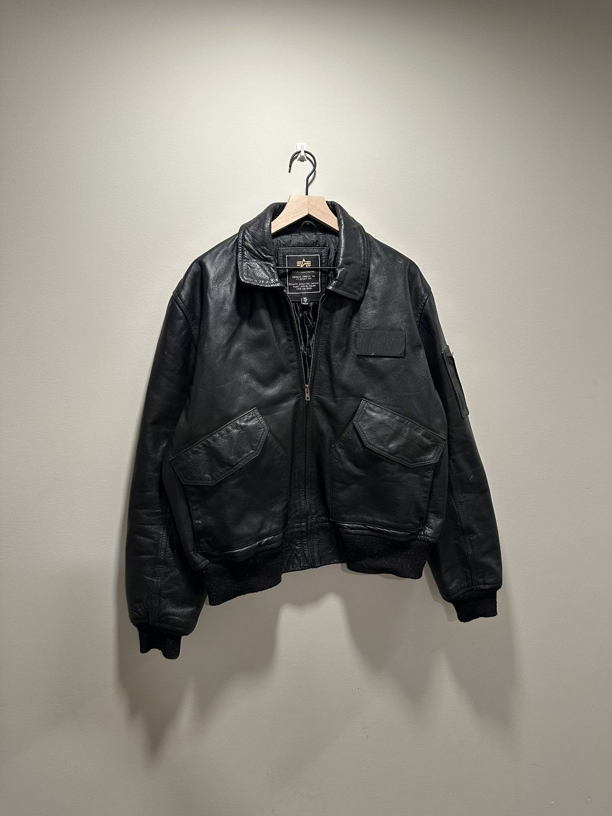 Alpha Industries Alpha Industries Leather Jacket Bomber Black RARE Size US L / EU 52-54 / 3 - 2 Thumbnail