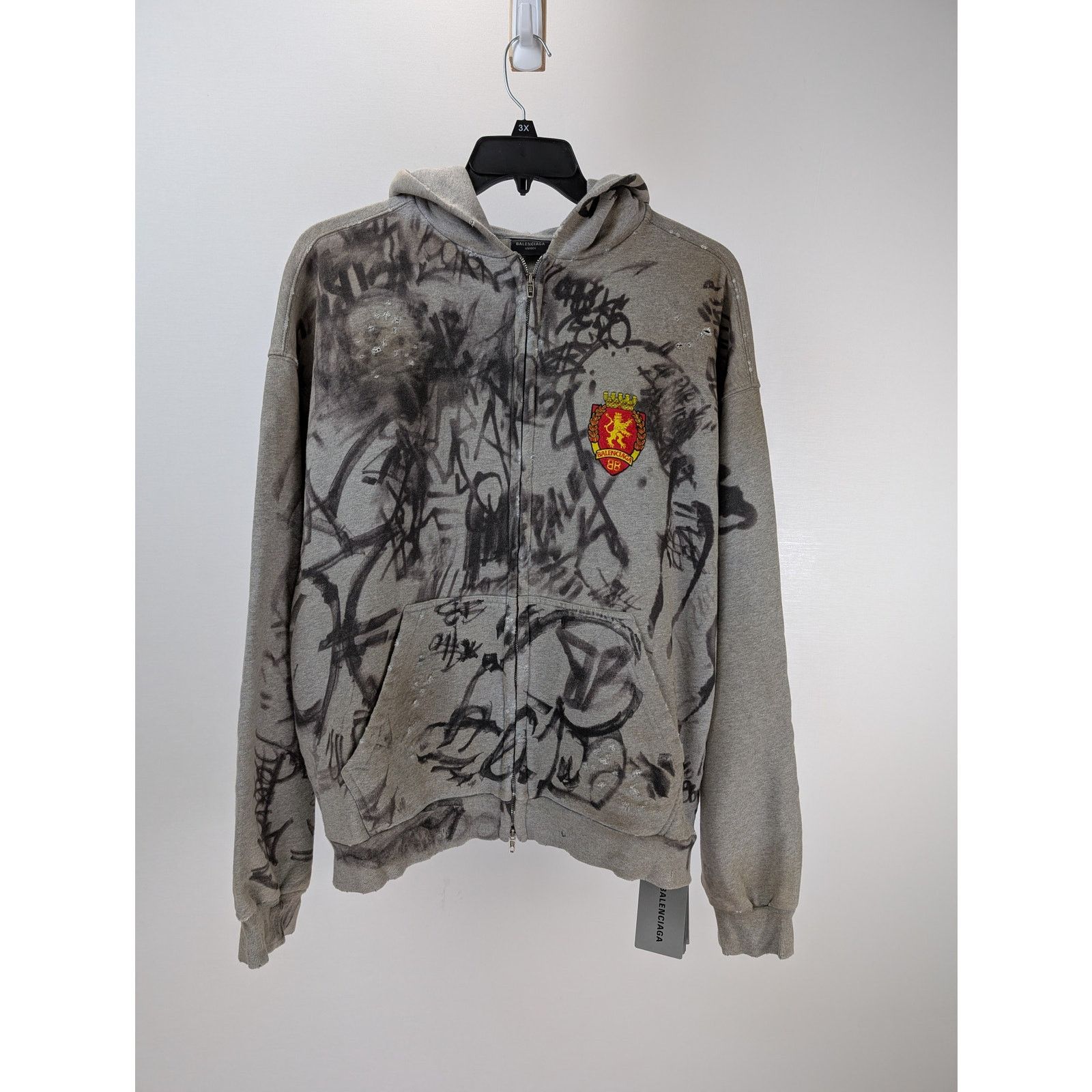 Balenciaga Balenciaga Tat Zip up hoodie in Grey | Grailed
