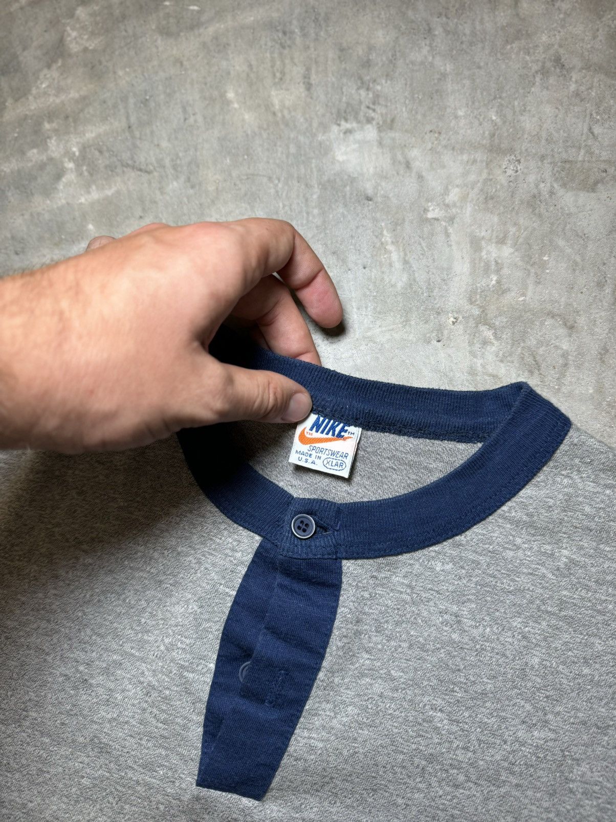 Nike 70s true vintage Nike Sportswear ringer henley single stitch Size US XL / EU 56 / 4 - 2 Thumbnail