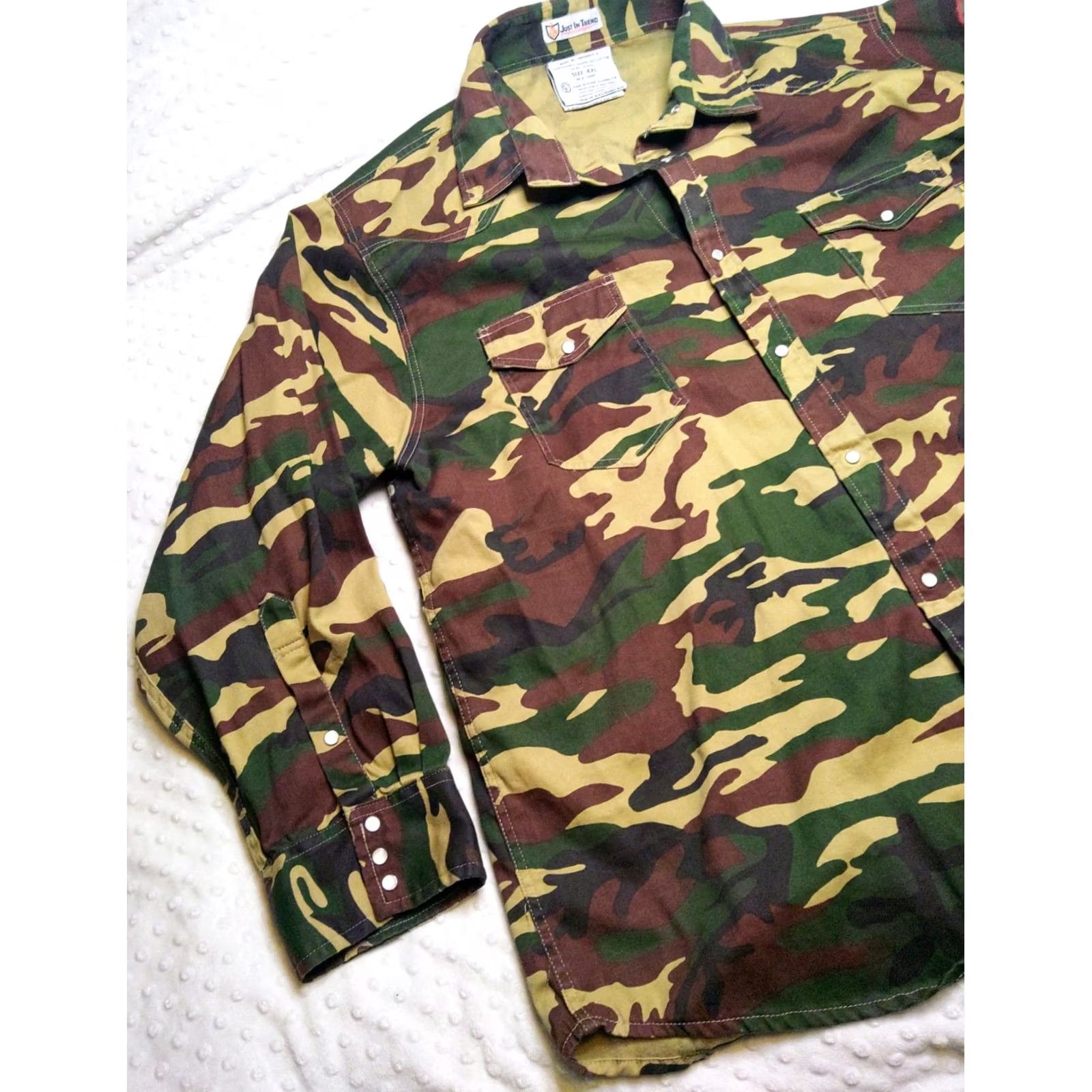 Vintage Just In Trend FR Camo Shirt 4XL Pearl Snap Flame Resistant Western Workwear Shirt Mens 4XL Camo Pearl Snap Western Workwear Regular Fit Cotton Twill Size US XXL / EU 58 / 5 - 3 Thumbnail