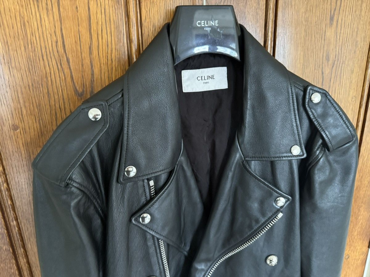 Celine $6.5k Celine Triomphe logo biker leather jacket Hedi Slimane Size US S / EU 44-46 / 1 - 20 Thumbnail