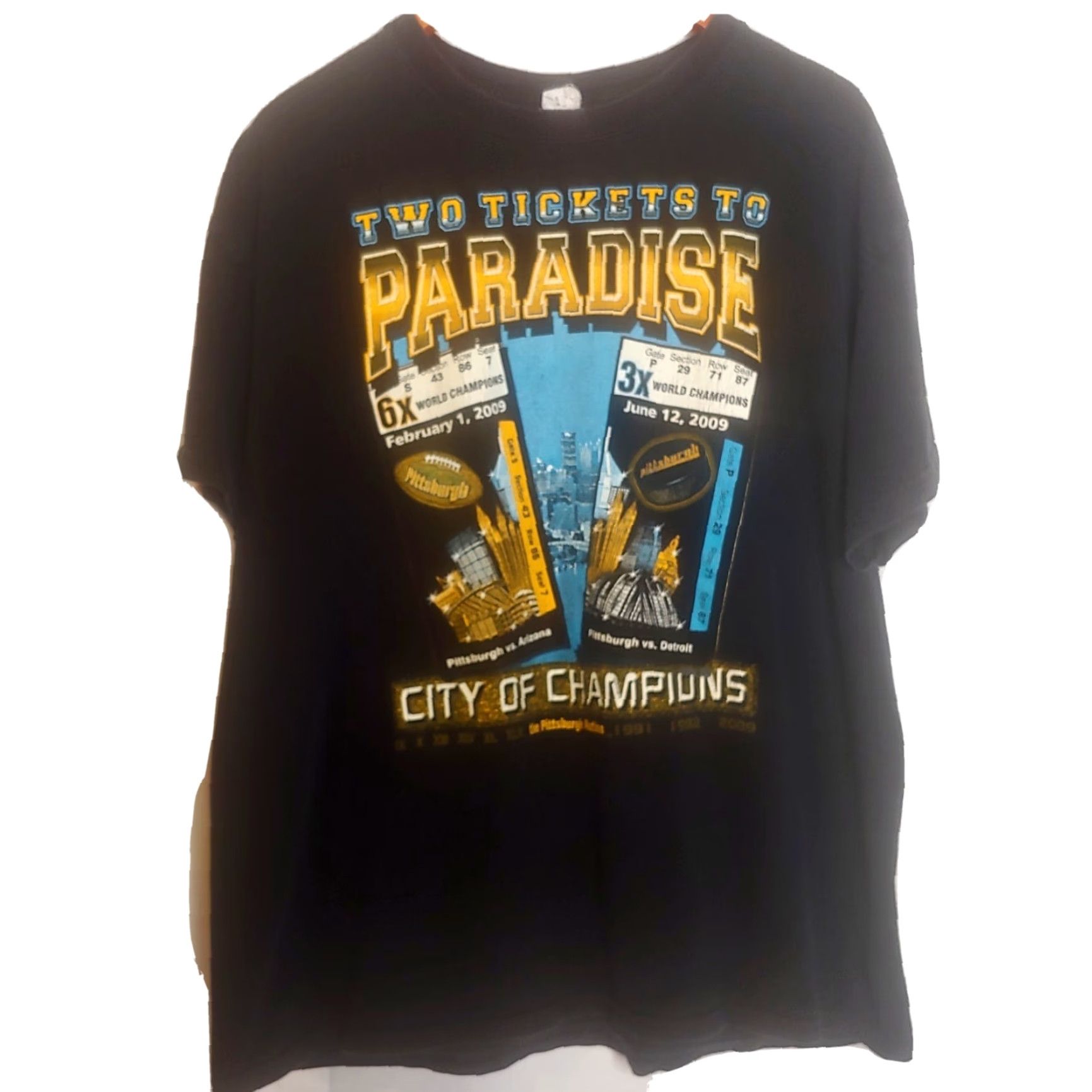 Paradise Pittsburgh T Shirt XL Penguins Steelers 2009 Sports Nation 2 Tickets To Paradise Size US XL / EU 56 / 4 - 2 Thumbnail