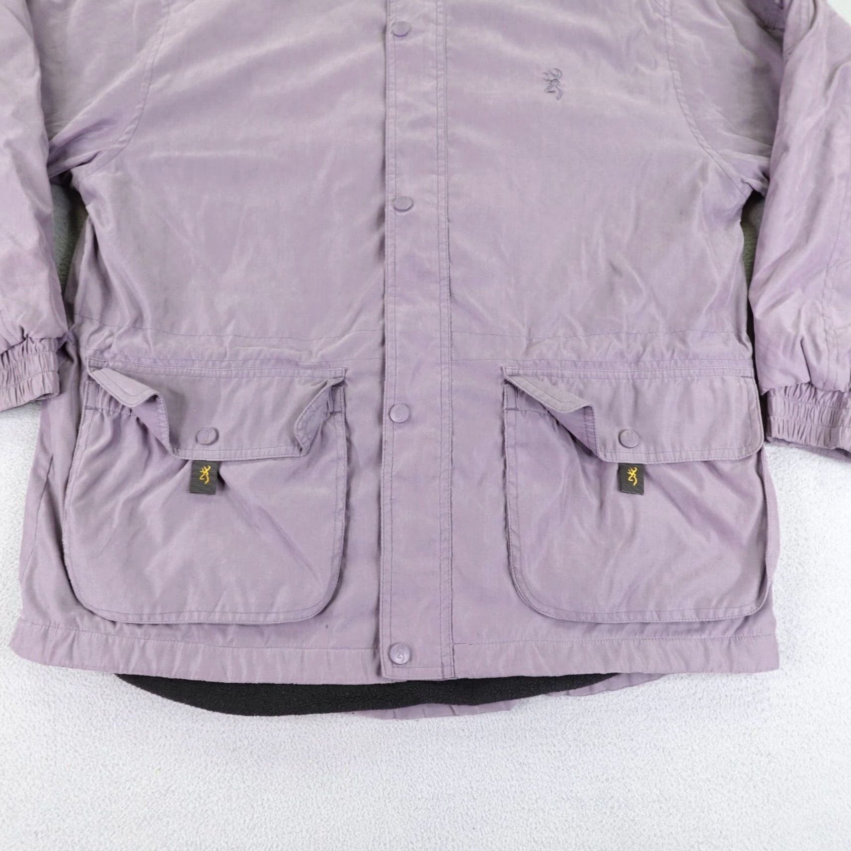 Vintage Browning Jacket Womens Medium Purple Fleece Lined Hunting Chore Barn Coat Work Parka Hooded Lined Pockets Logo Size M / US 6-8 / IT 42-44 - 4 Thumbnail