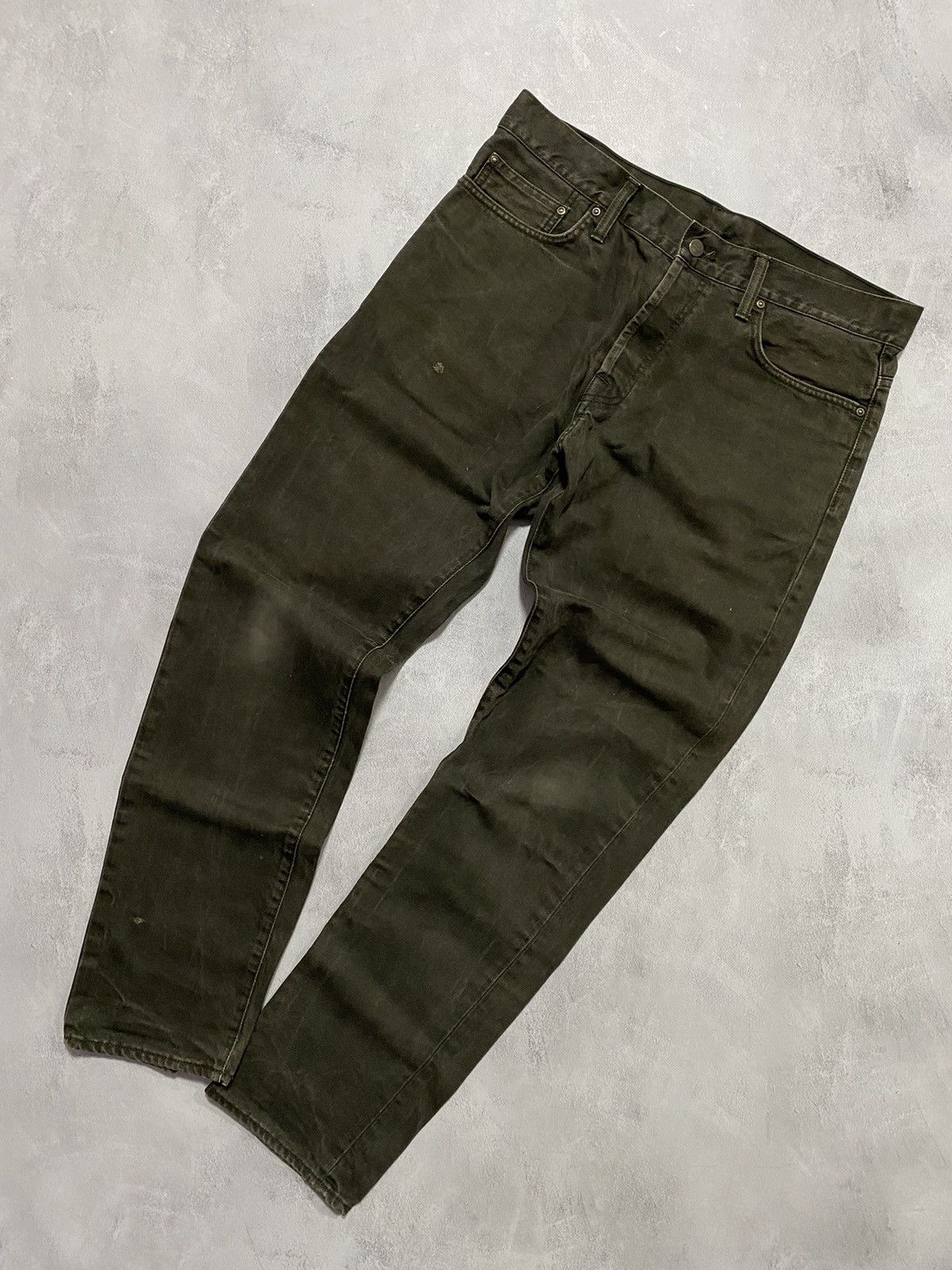 Carhartt × Vintage Vintage Denim Pants Carhartt Khaki Leather Patch Workwear Size US 34 / EU 50 - 3 Thumbnail
