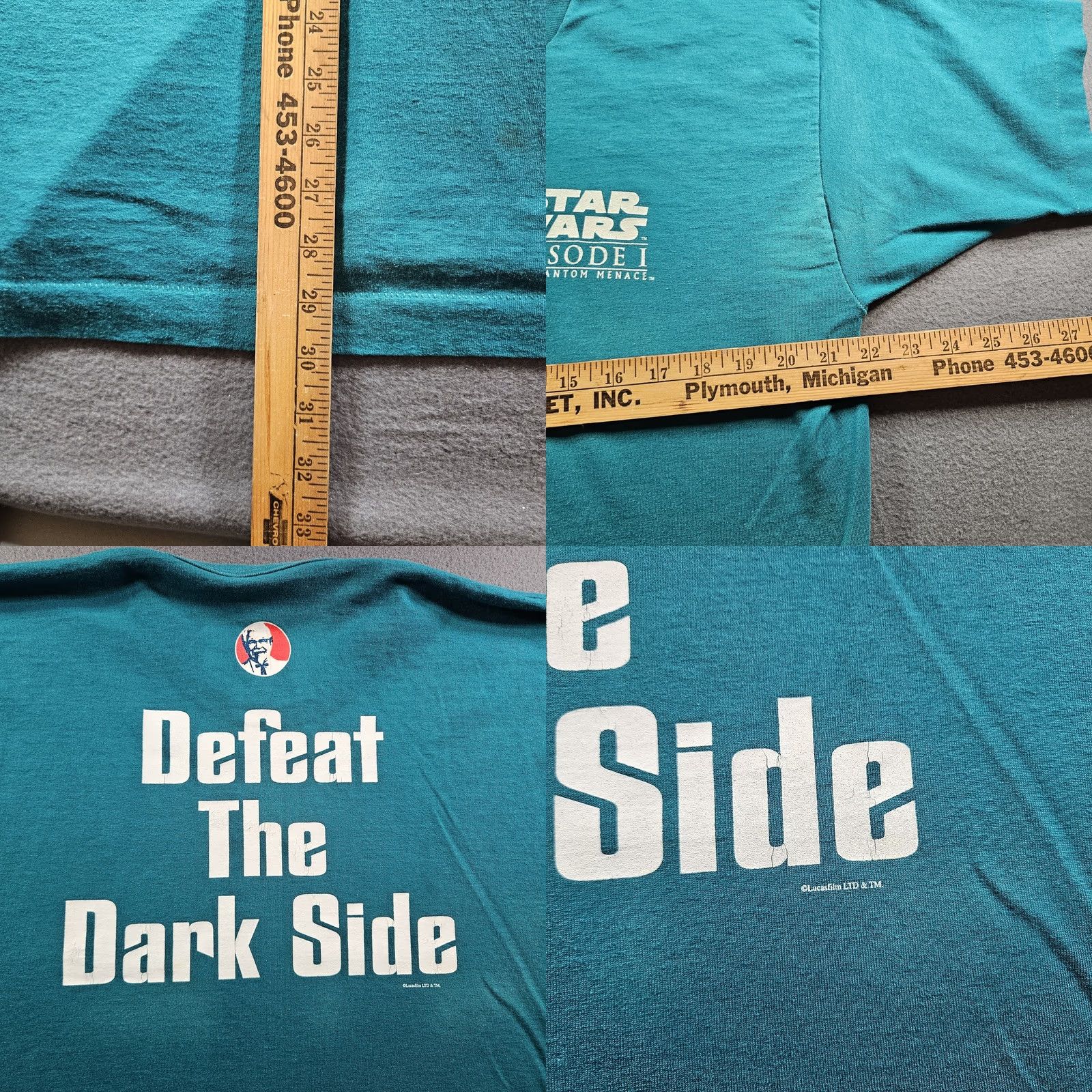 Fruit Of The Loom VINTAGE Star Wars Shirt Mens XL Crew Neck Graphic Print 90s Retro Movie Green Size US XL / EU 56 / 4 - 8 Thumbnail