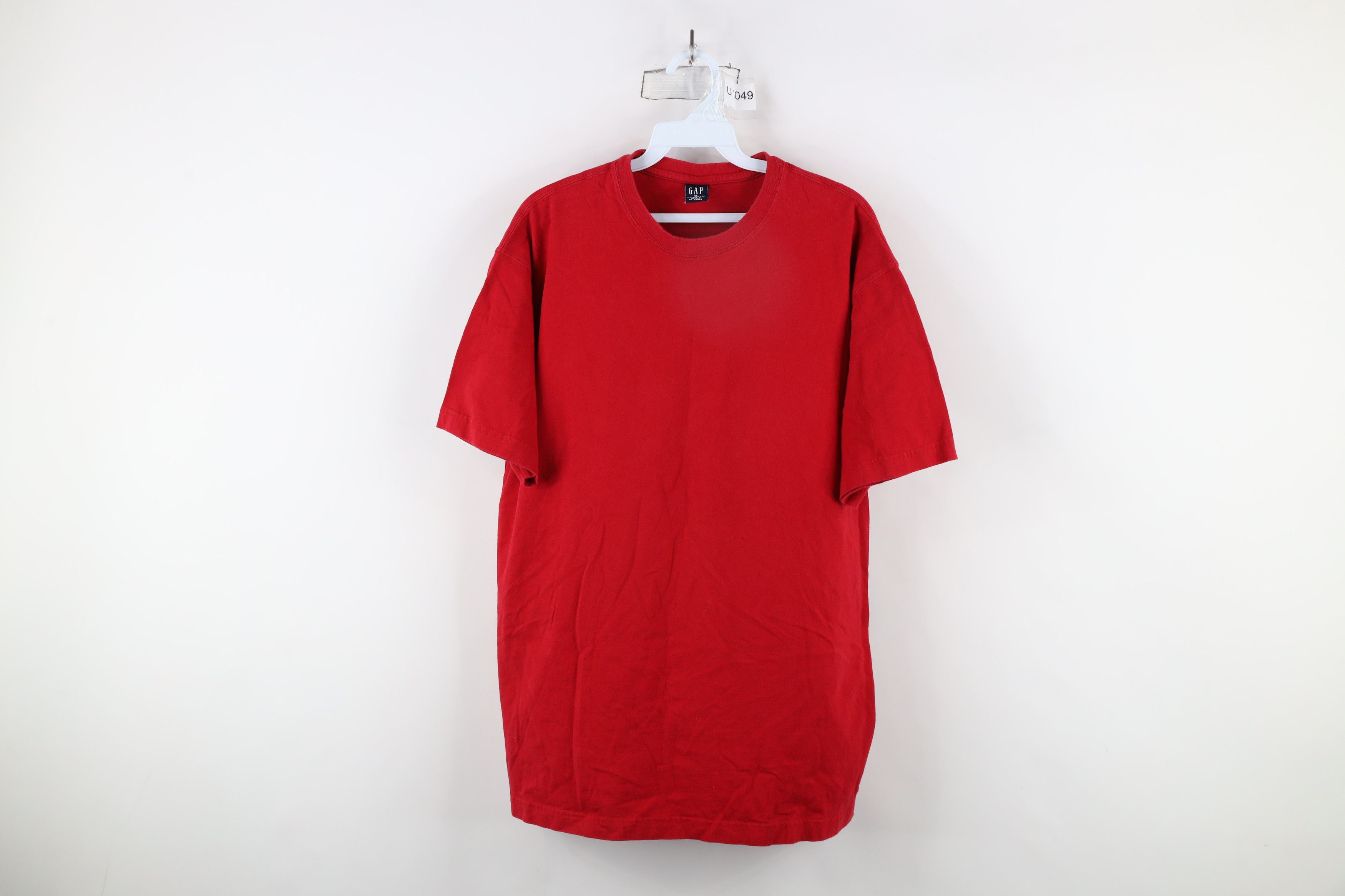 Gap × Vintage Vintage 90s Gap Faded Blank Short Sleeve T-Shirt Red Cotton Size US XL / EU 56 / 4 - 1 Thumbnail