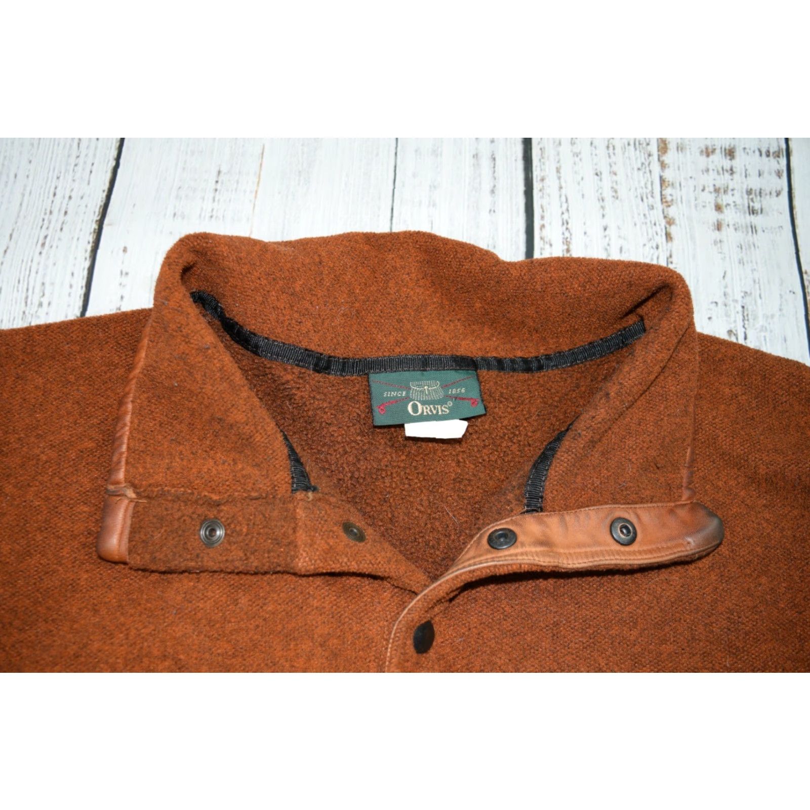 Orvis ORVIS SANDANONA JACKET Mens 2XL Brown Fleece Waxed 80s 90s Shooting Grounds Vintage Snap Zipper Button Pullover Size US XXL / EU 58 / 5 - 7 Thumbnail