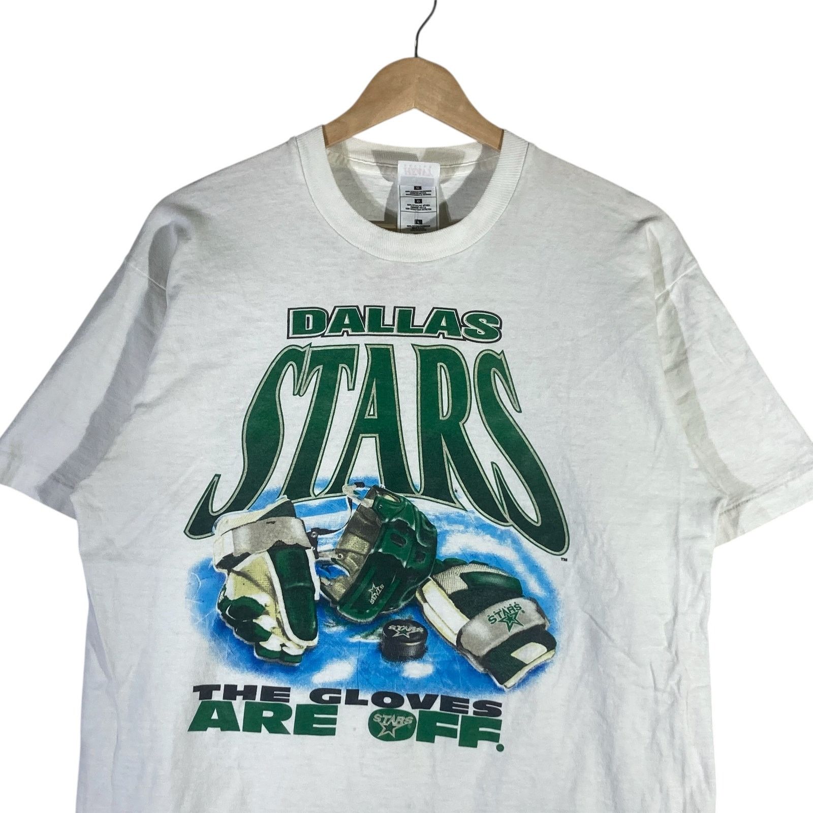 Fruit Of The Loom Vintage Dallas Stars "The Gloves Are Off." NHL Tee L Size US L / EU 52-54 / 3 - 2 Thumbnail