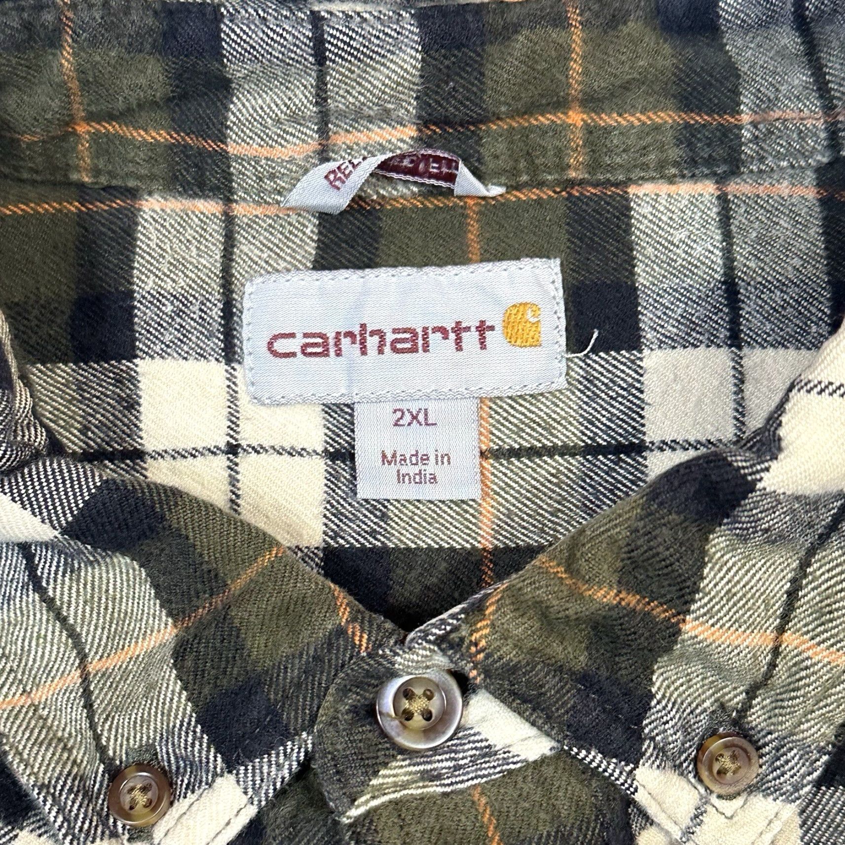 Carhartt Carhartt Workwear Shirt Mens 2XL Green Plaid Button-Down Regular Fit Flannel Long Sleeve Bar Pockets Logo Patch Button-Down Collar Workwear 2XL Mens Size US XXL / EU 58 / 5 - 6 Thumbnail