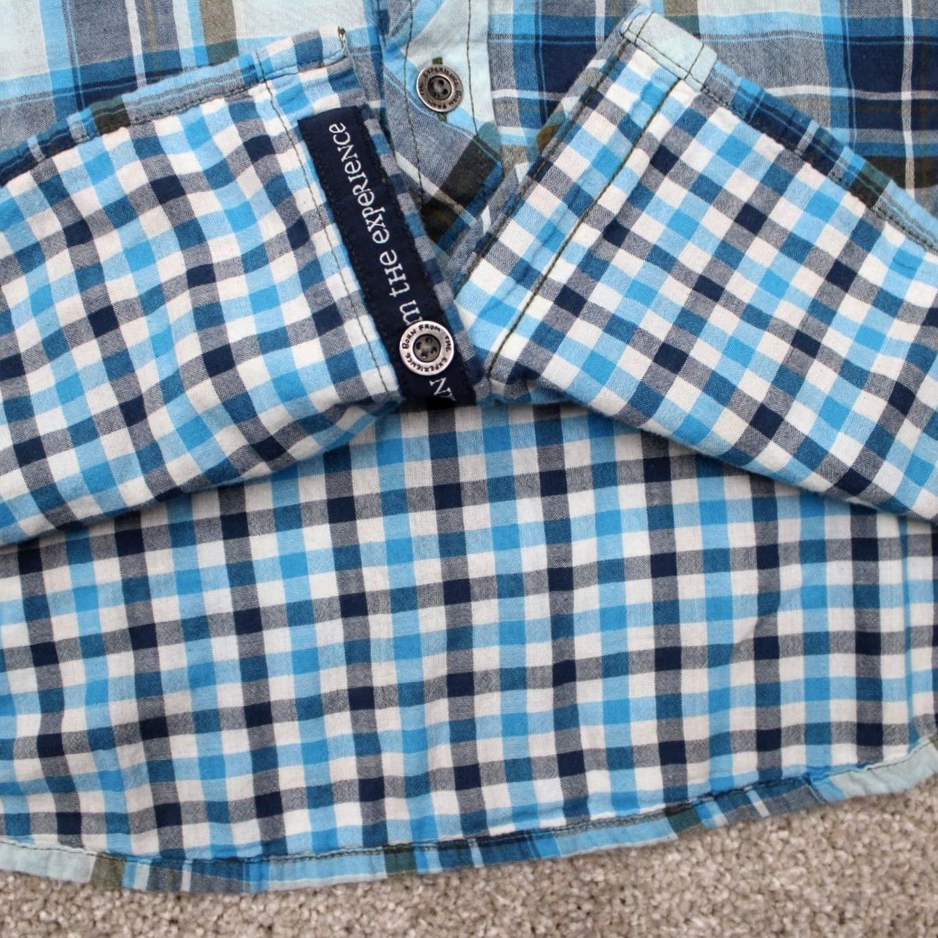 Prana prAna Zoltan Shirt Men XL Blue/White Slim Fit Organic Cotton Short Sleeve Button-Up Shirt Size US XL / EU 56 / 4 - 6 Thumbnail