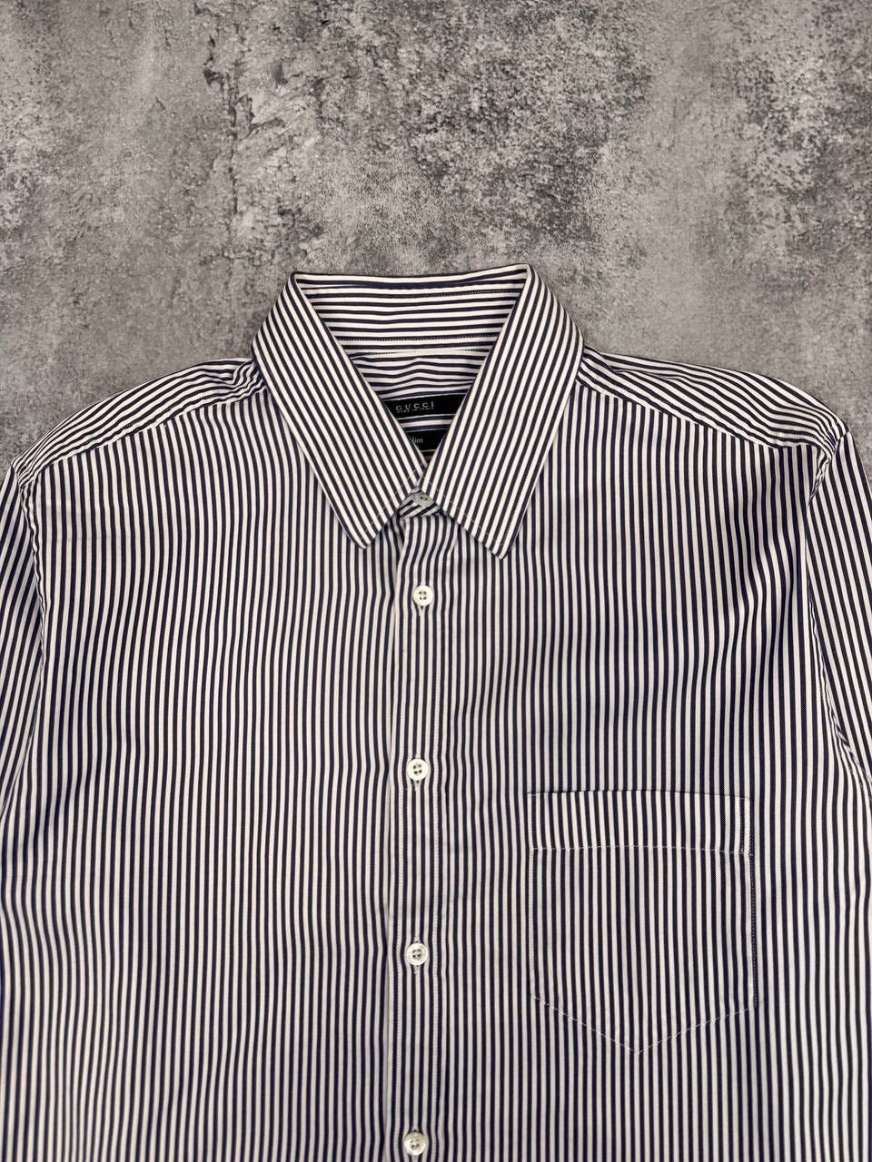 Gucci Gucci Tom Ford Men Blue White Striped Slim Fit Shirt Size US S / EU 44-46 / 1 - 2 Thumbnail