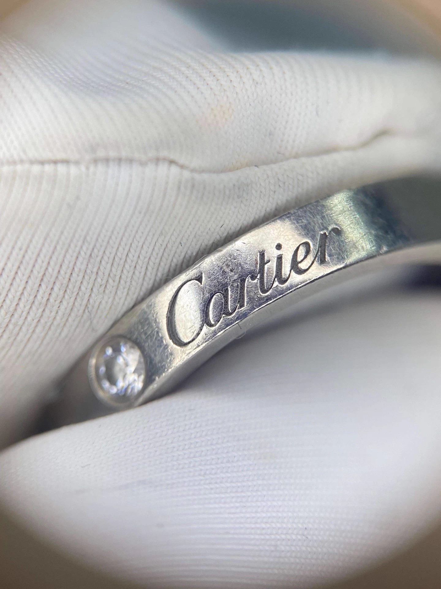 Cartier Cartier Platinum Narrow Diamond Ring 45 4.48g w/Box Vintage Size ONE SIZE - 9 Thumbnail