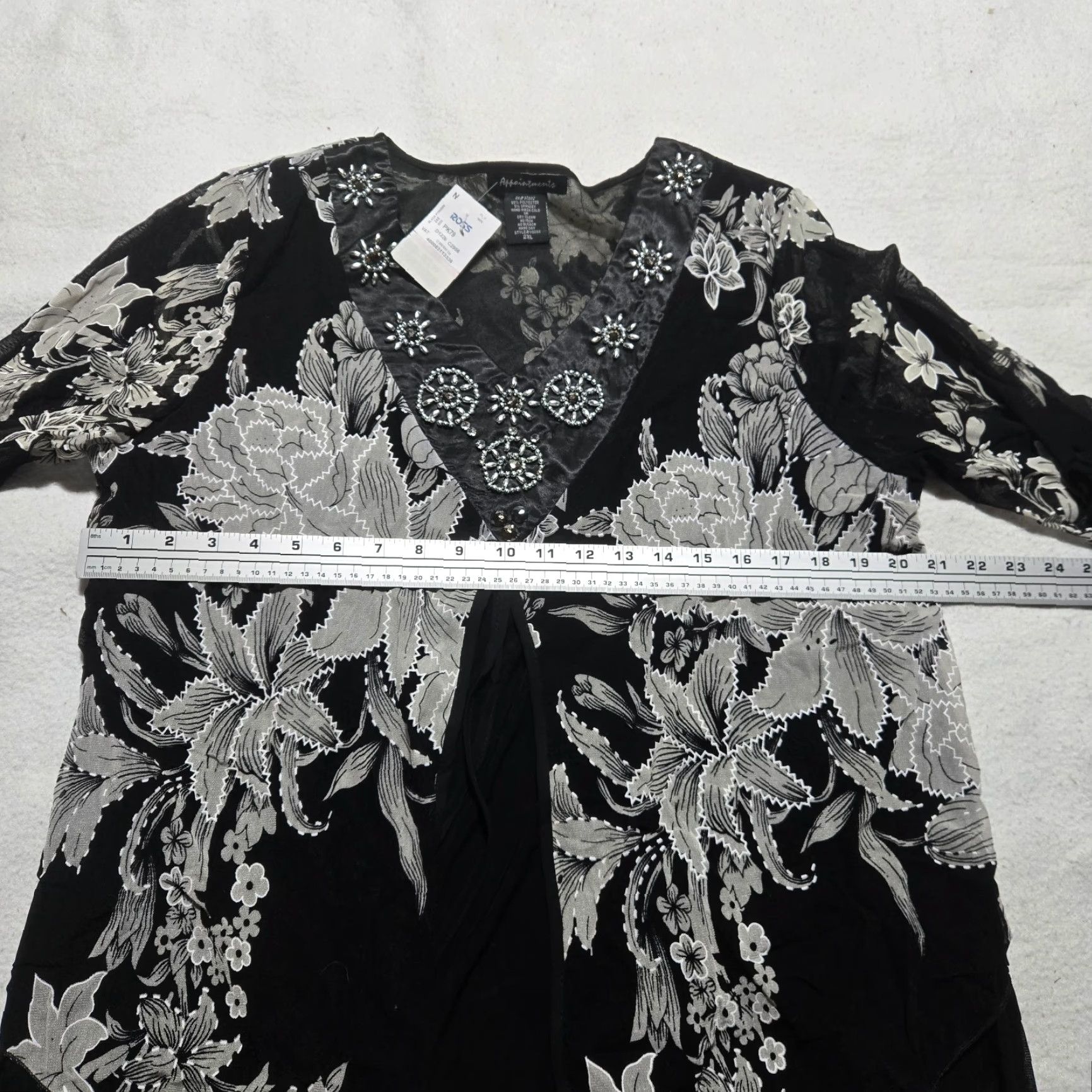 Vintage Appointments Shirt 2XL Black Floral 3/4 Sleeve Blouse Womens Size XXL / US 16-18 / IT 52-54 - 5 Thumbnail