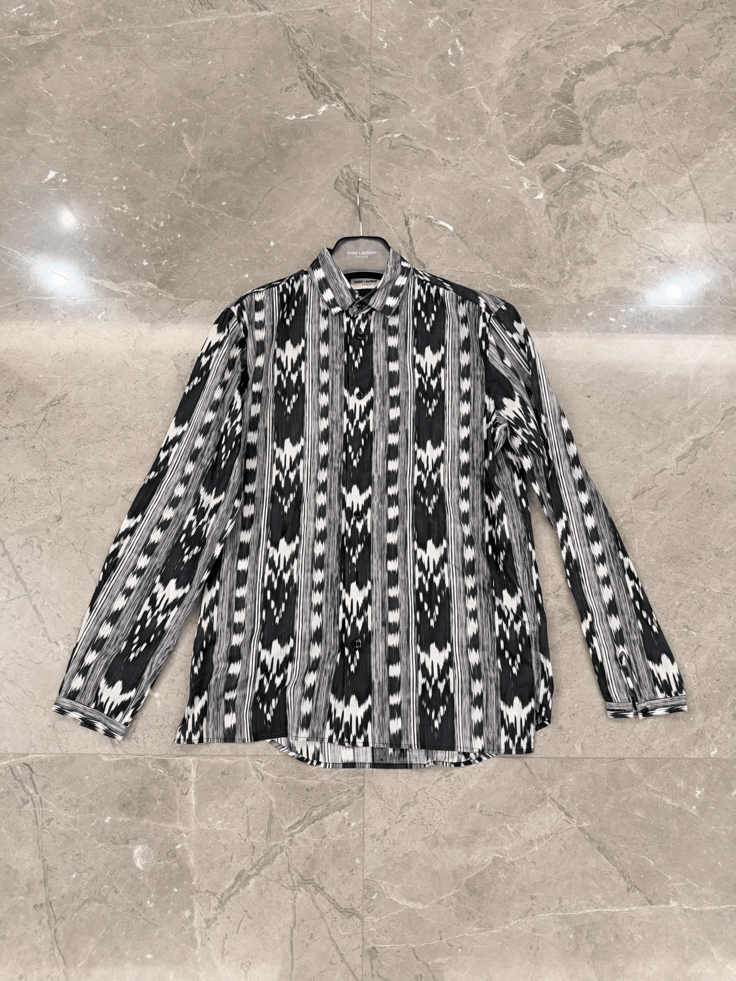Saint Laurent Paris Saint Laurent Ethnic Pattern Black and White Shirt Size US S / EU 44-46 / 1 - 1 Thumbnail