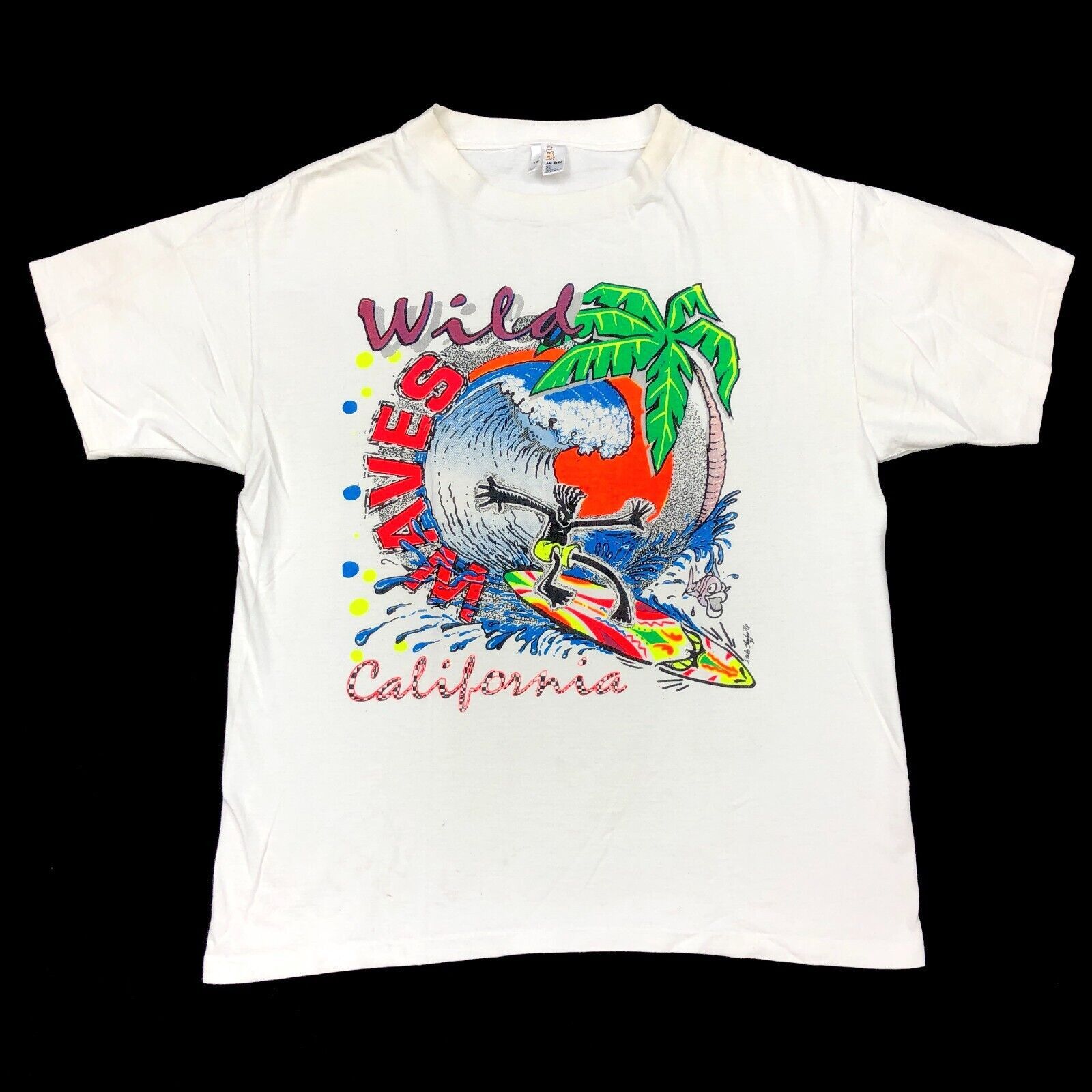 Vintage Vintage 90s Wild Waves California Ocean Tee T Shirt Size XL Size US XL / EU 56 / 4 - 1 Thumbnail