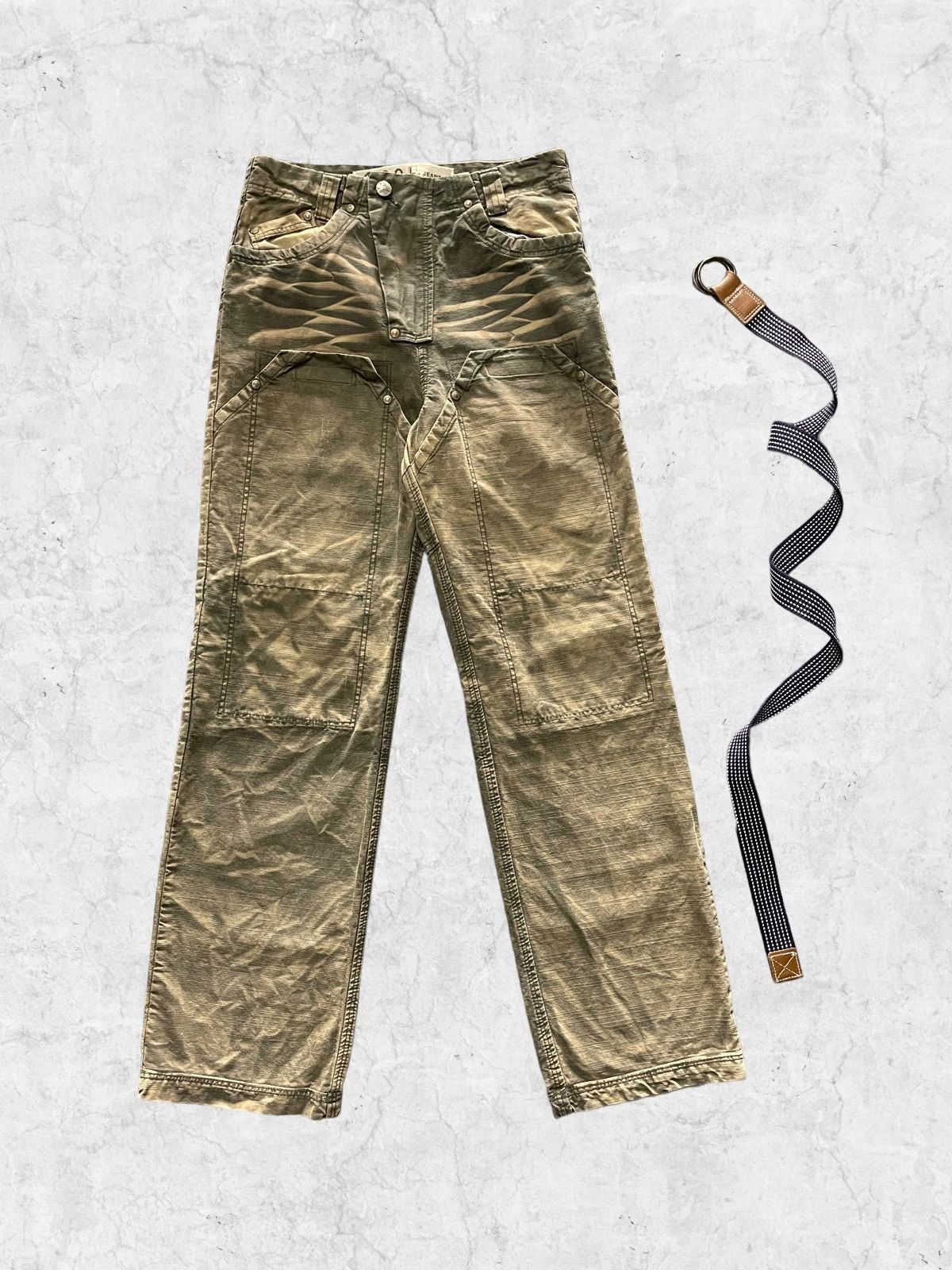 Vintage Vintage 3.Q.L Double Knee Cargo Faded With Shashiko Belt Size US 28 / EU 44 - 2 Thumbnail