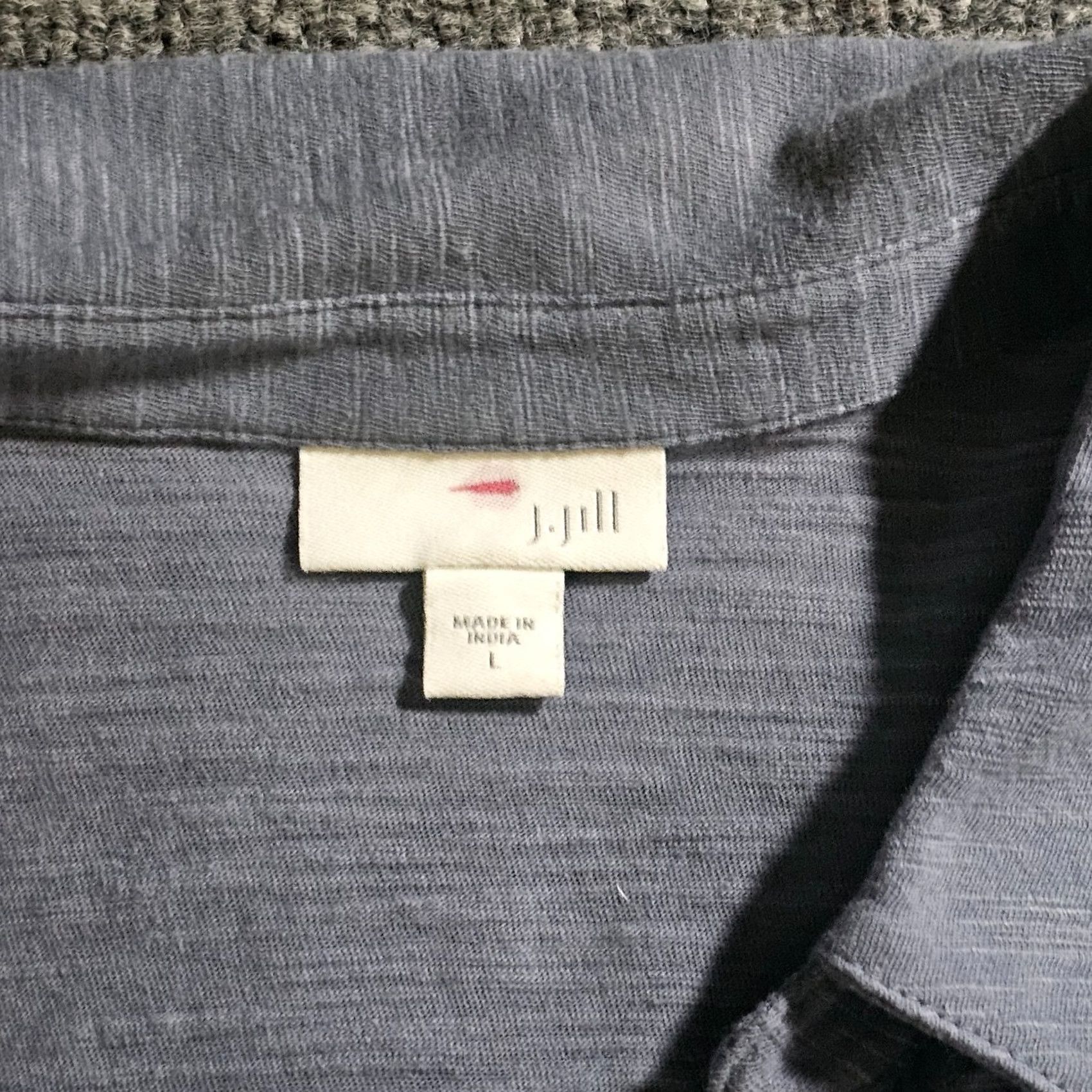 J. Jill J. Jill Top Tunic Women Large Blue Button Embroidered Long Sleeve Casual Career Size L / US 10 / IT 46 - 3 Thumbnail