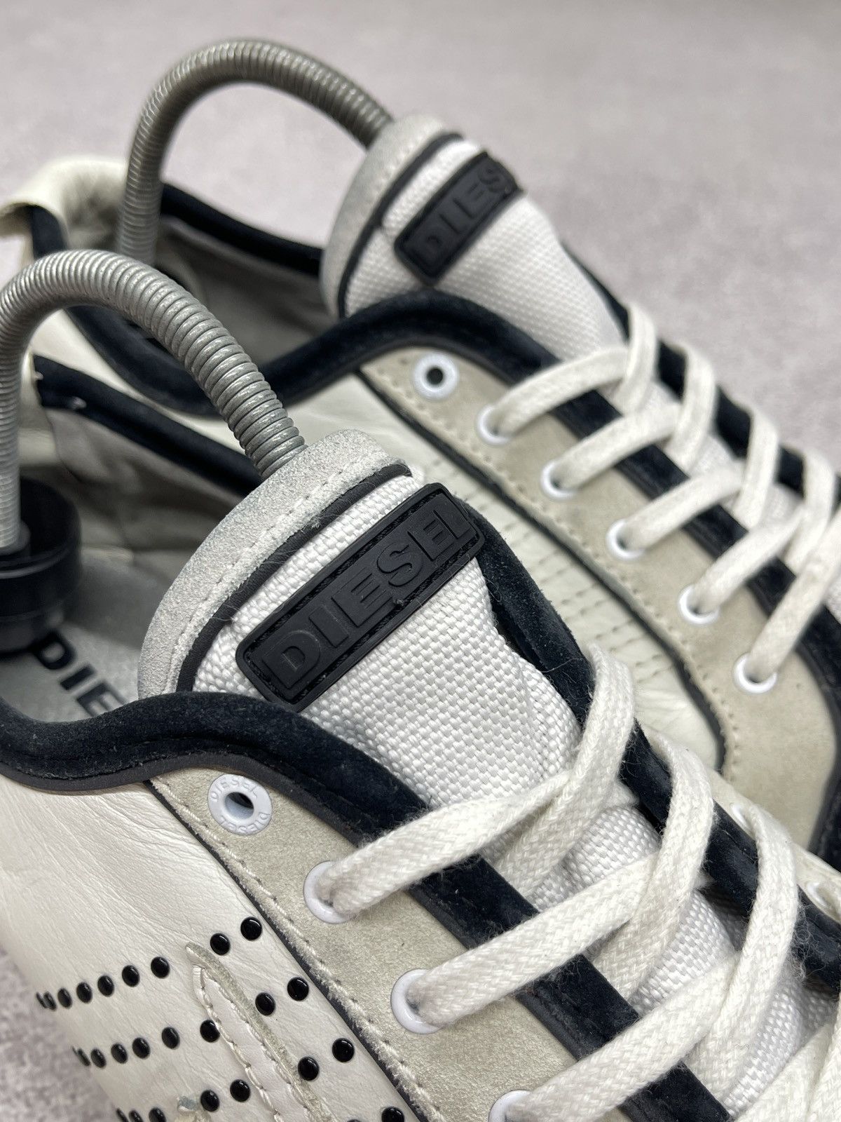 Diesel Mens Diesel Leather Low Sneakers Shoes White Size US 10.5 / EU 43-44 - 8 Thumbnail