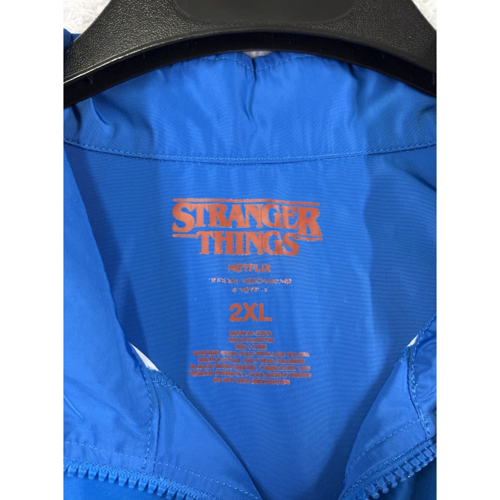 Vintage Stranger Things Jacket Teens 2XL Blue Red Striped Windbreaker Full Zip Pockets Logo 2XL Womens? Size XXL / US 16-18 / IT 52-54 - 3 Thumbnail