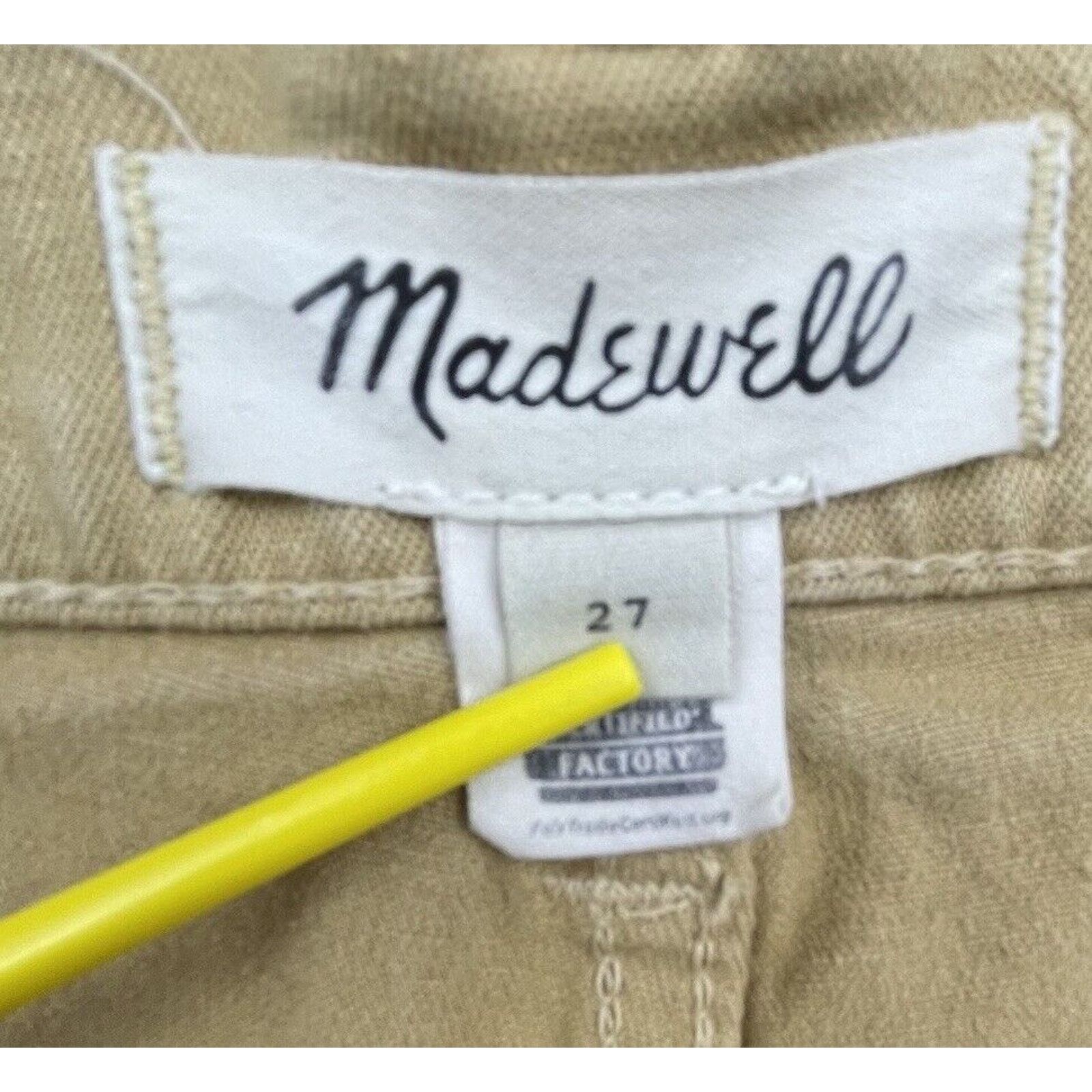 Madewell Madewell Pants Women 27 Khaki Wide Leg Chino Straight Casual Size 27" / US 4 / IT 40 - 3 Thumbnail