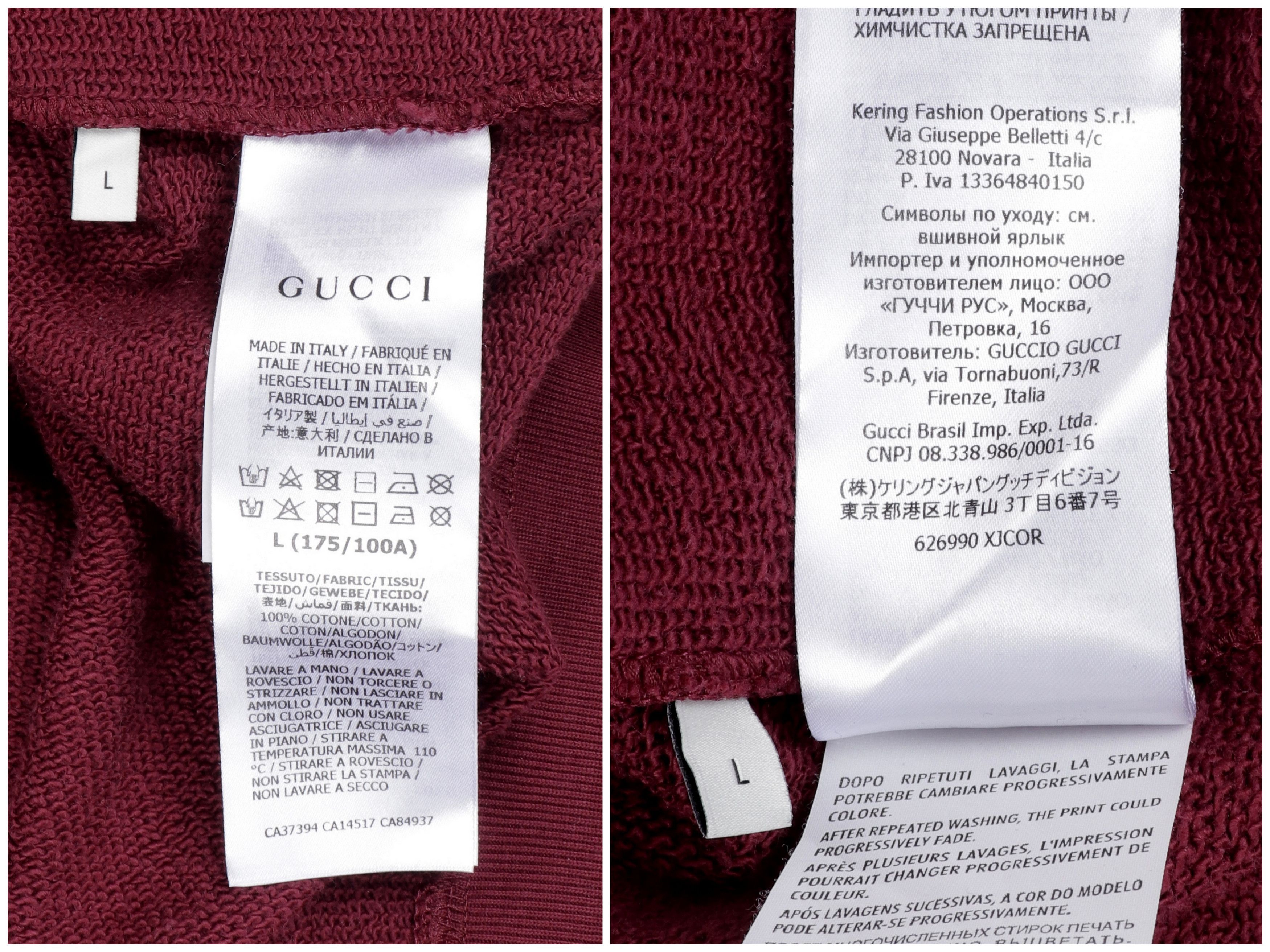 Gucci GUCCI Burgundy Cotton Sweatshir with Logo 'Original Gucci' Size US L / EU 52-54 / 3 - 11 Thumbnail