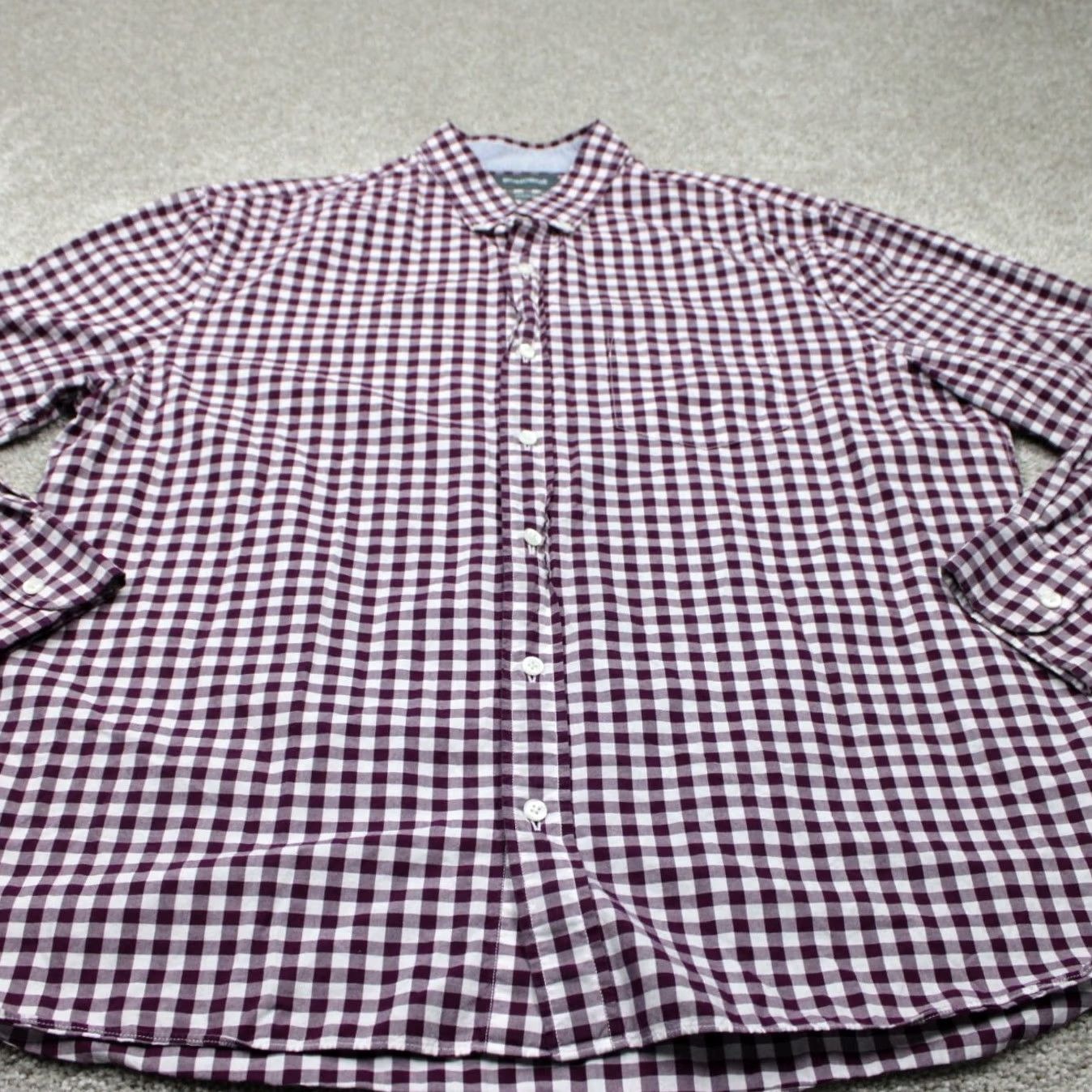 Bonobos Bonobos Shirt Mens XL Red/White Gingham Button-Down Long Sleeve Cotton L/S Standard Fit Regular Mens XL Red White Bonobos Slim Fit Style Shirt Size US XL / EU 56 / 4 - 3 Thumbnail