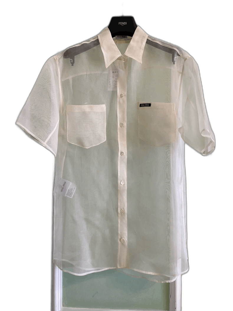 Miu Miu Sheer Short Sleeve Top